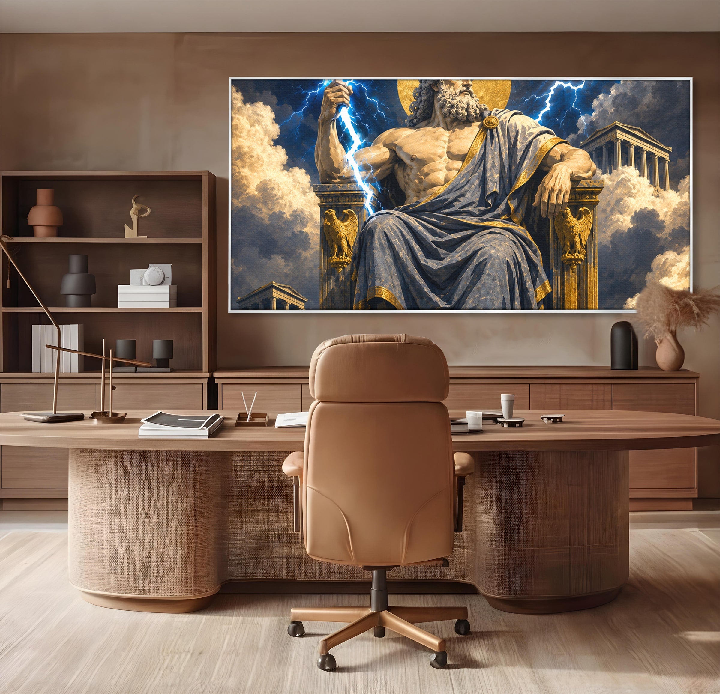 Tablou Canvas Premium LuxCanva® T1014, Zeus Stapanul Fulgerelor, Zeus, Mitologie, Fulger, Putere, Living, Dormitor, Culori Vibrante