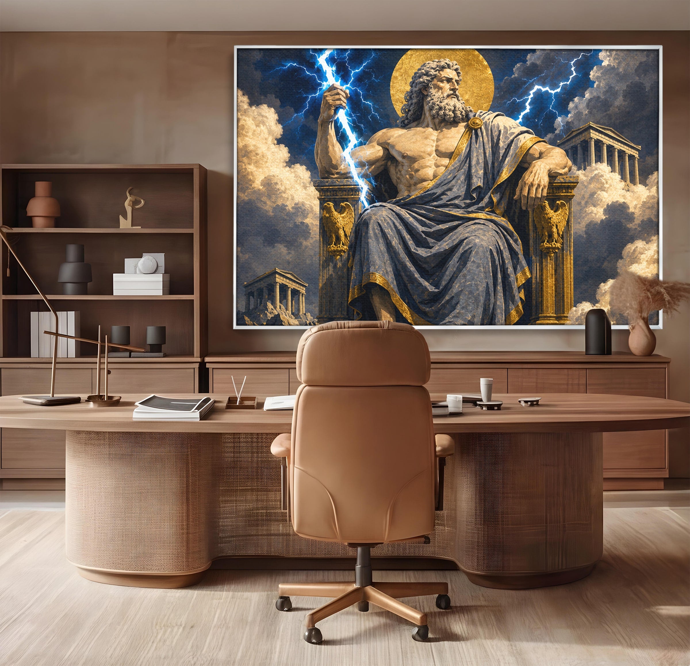 Tablou Canvas Premium LuxCanva® T1014, Zeus Stapanul Fulgerelor, Zeus, Mitologie, Fulger, Putere, Living, Dormitor, Culori Vibrante