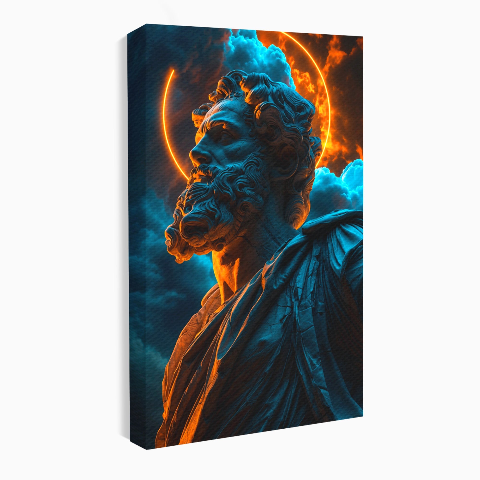 Tablou Canvas Premium LuxCanva® T1015, Zeus In Furtuna, Zeus, Miturile Greciei, Furtuna, Living, Dramatic, Culori Vibrante