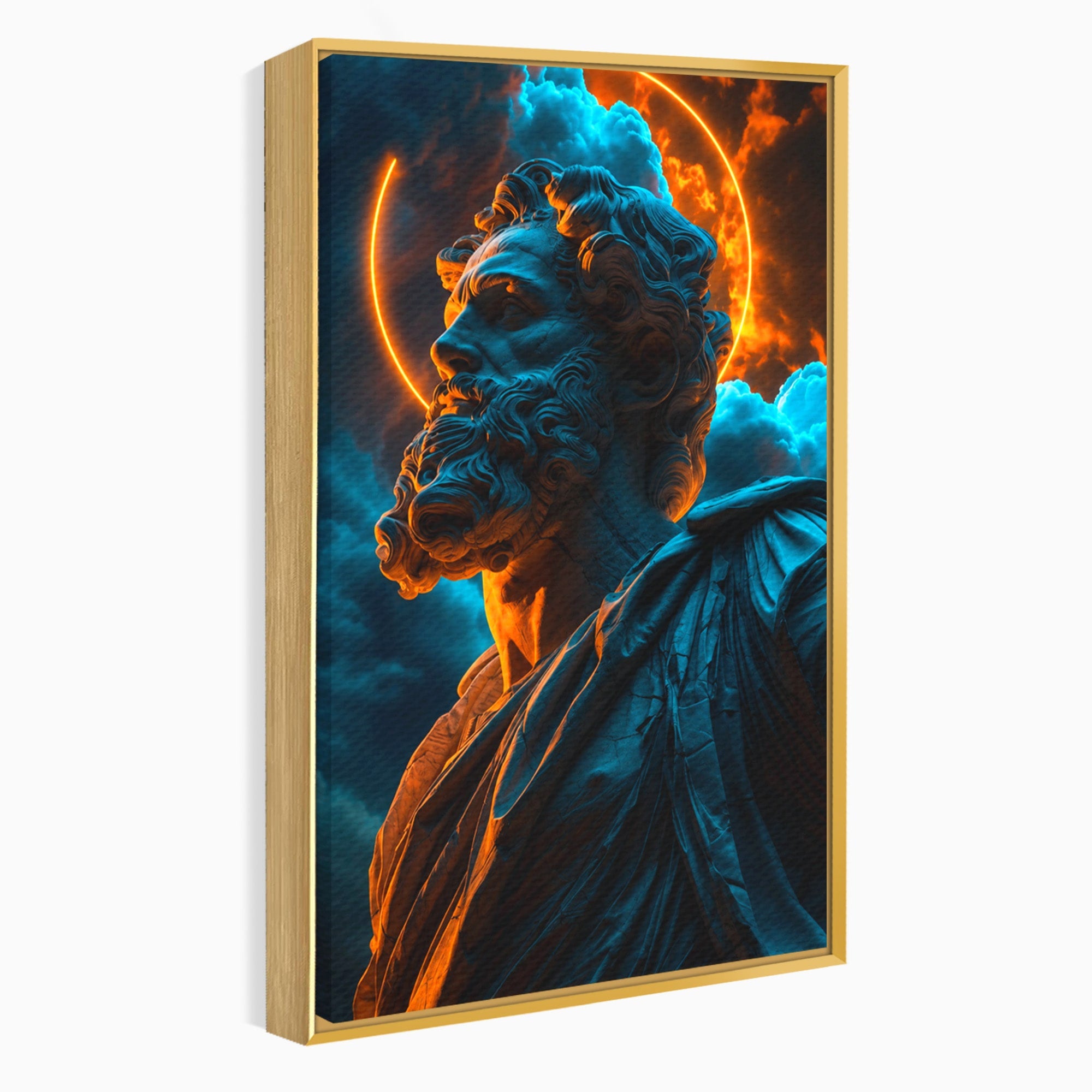 Tablou Canvas Premium LuxCanva® T1015, Zeus In Furtuna, Zeus, Miturile Greciei, Furtuna, Living, Dramatic, Culori Vibrante
