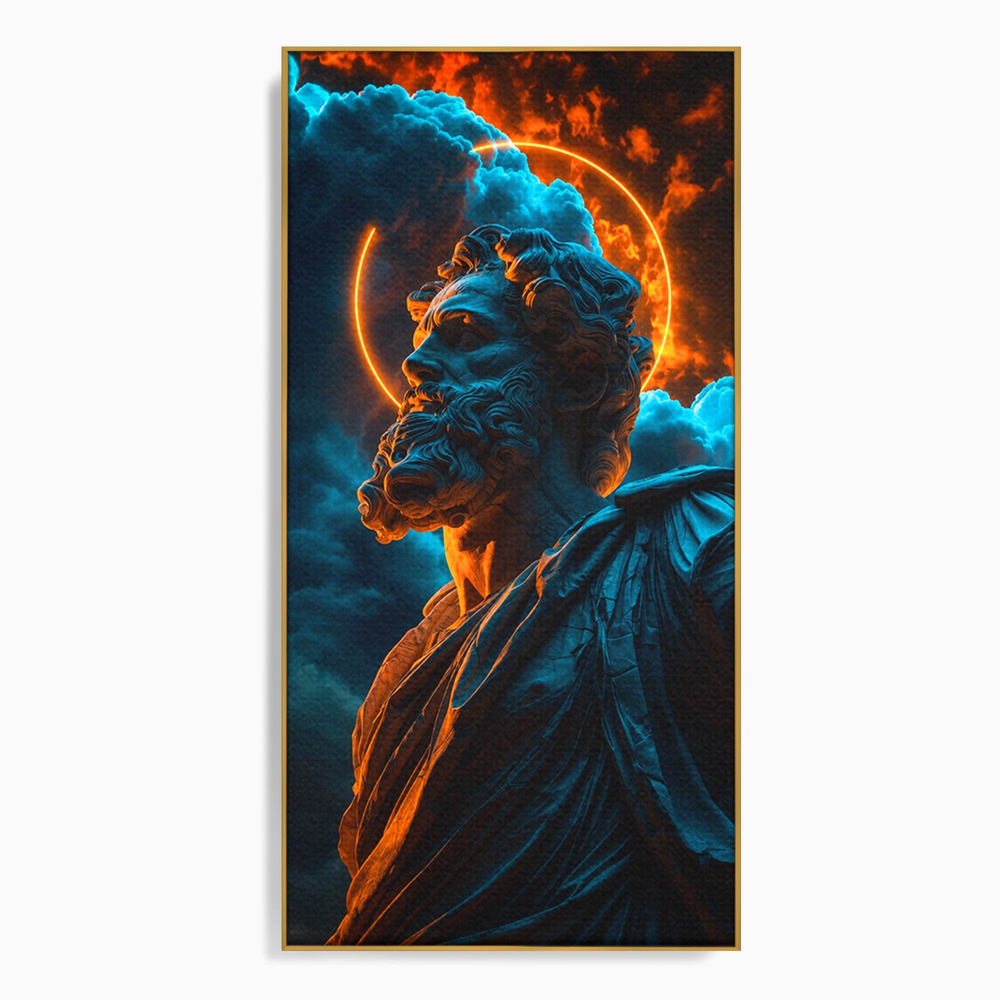 Tablou Canvas Premium LuxCanva® T1015, Zeus In Furtuna, Zeus, Miturile Greciei, Furtuna, Living, Dramatic, Culori Vibrante