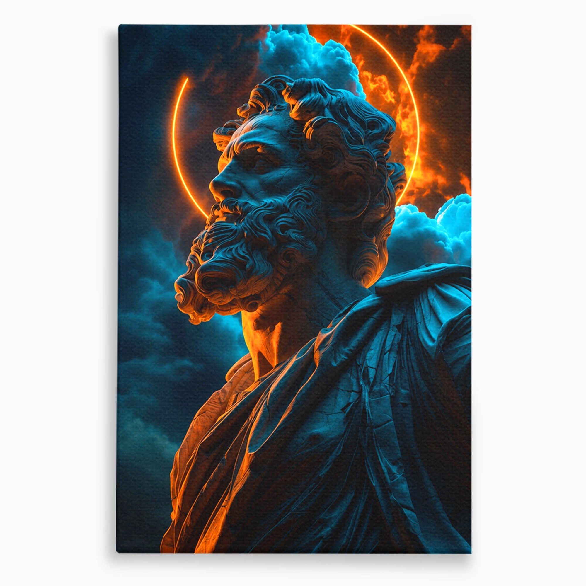 Tablou Canvas Premium LuxCanva® T1015, Zeus In Furtuna, Zeus, Miturile Greciei, Furtuna, Living, Dramatic, Culori Vibrante