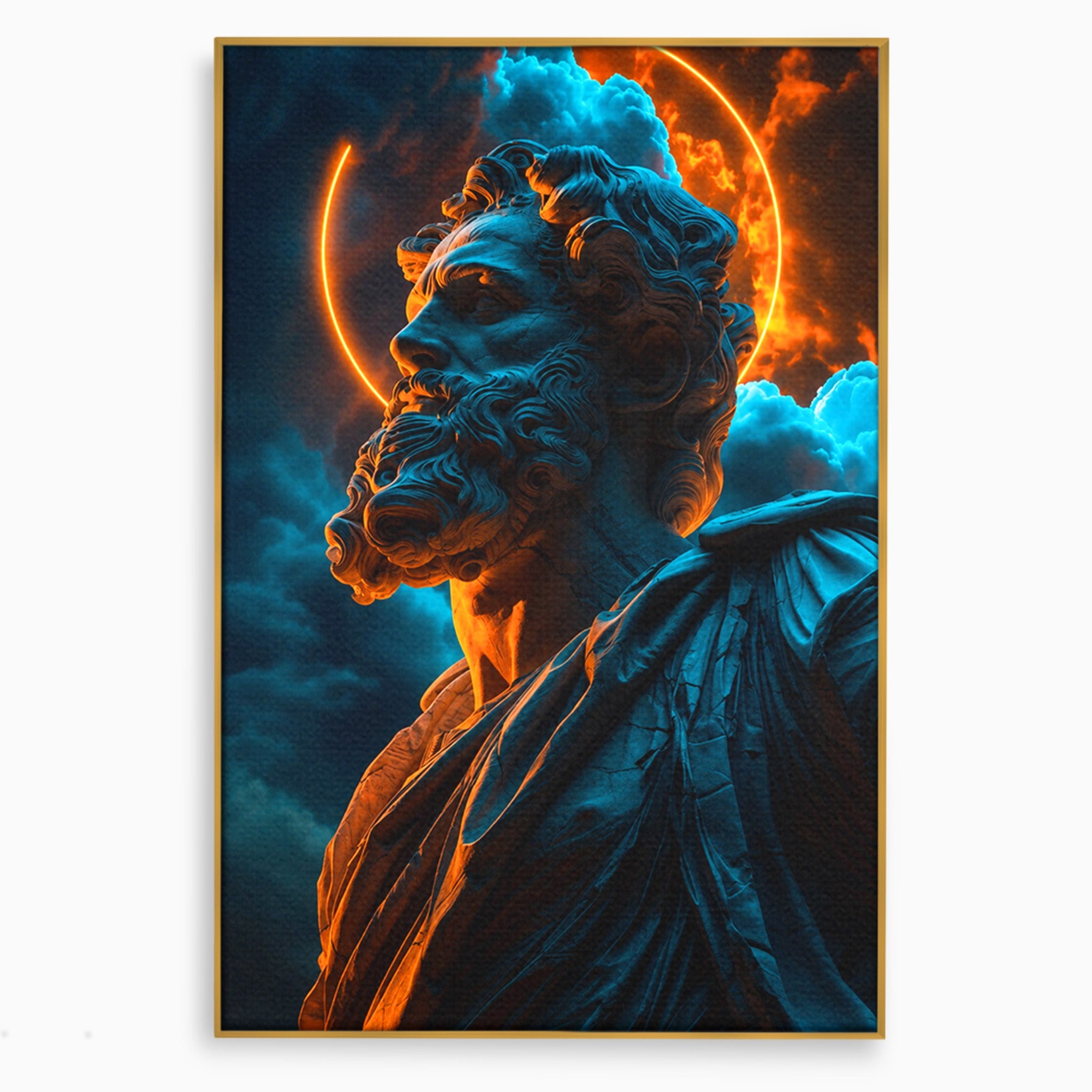 Tablou Canvas Premium LuxCanva® T1015, Zeus In Furtuna, Zeus, Miturile Greciei, Furtuna, Living, Dramatic, Culori Vibrante