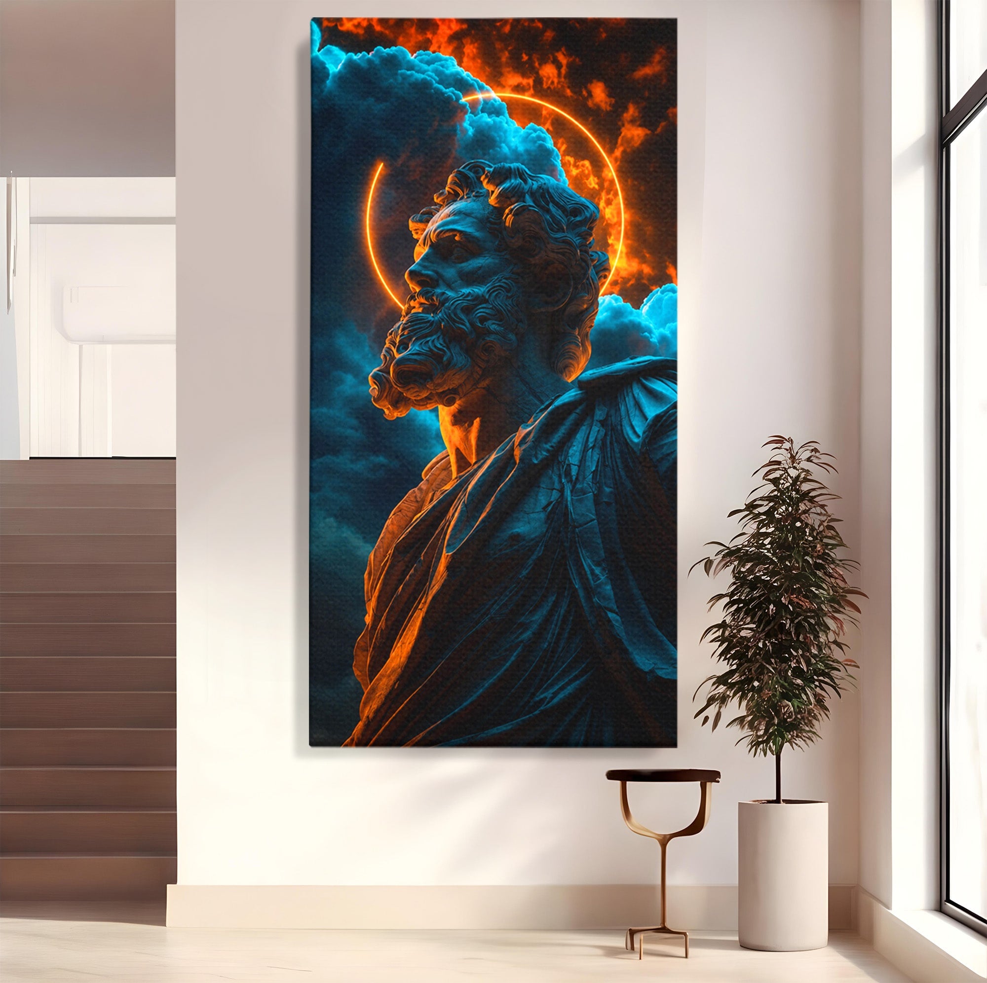 Tablou Canvas Premium LuxCanva® T1015, Zeus In Furtuna, Zeus, Miturile Greciei, Furtuna, Living, Dramatic, Culori Vibrante