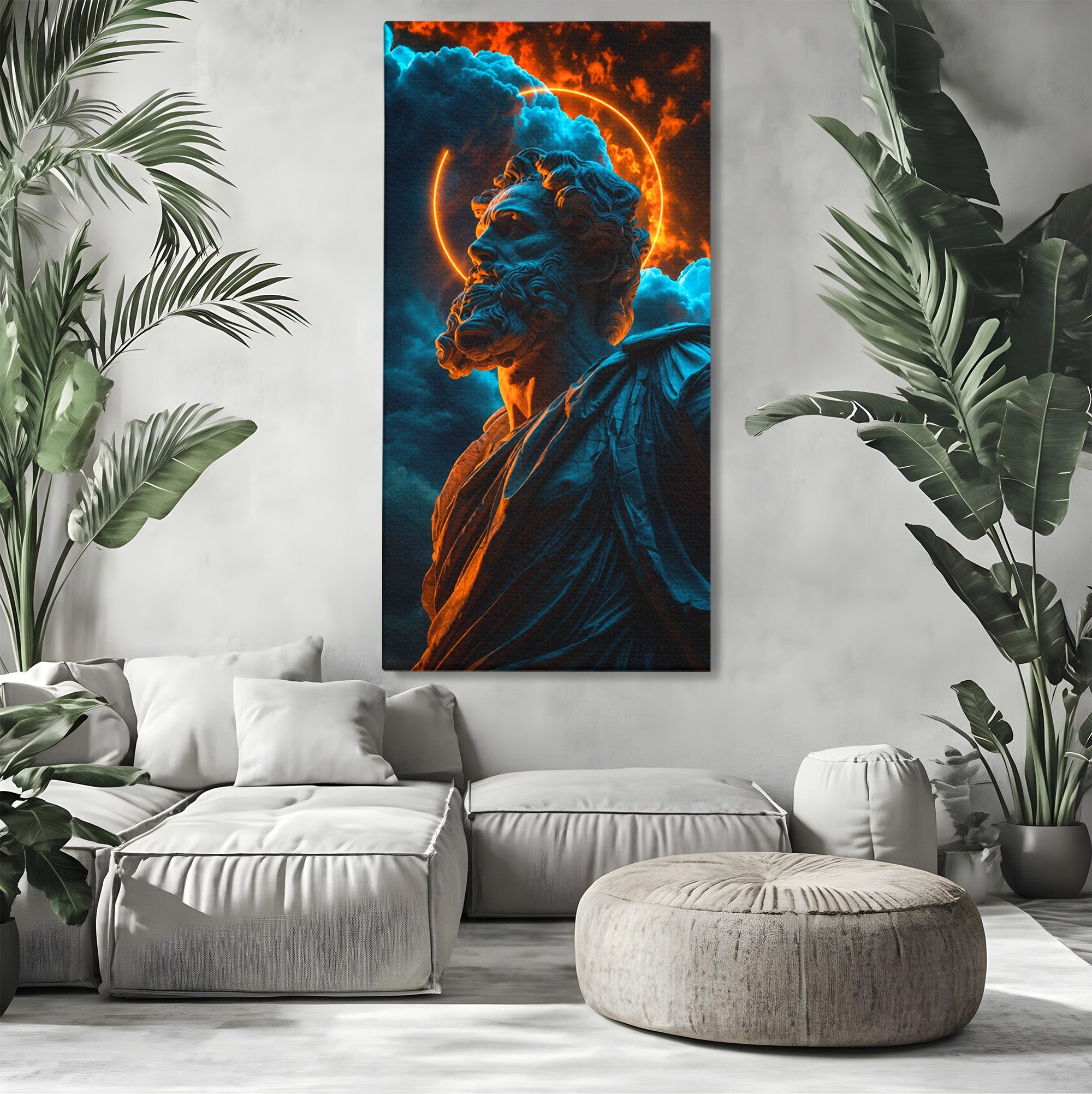 Tablou Canvas Premium LuxCanva® T1015, Zeus In Furtuna, Zeus, Miturile Greciei, Furtuna, Living, Dramatic, Culori Vibrante