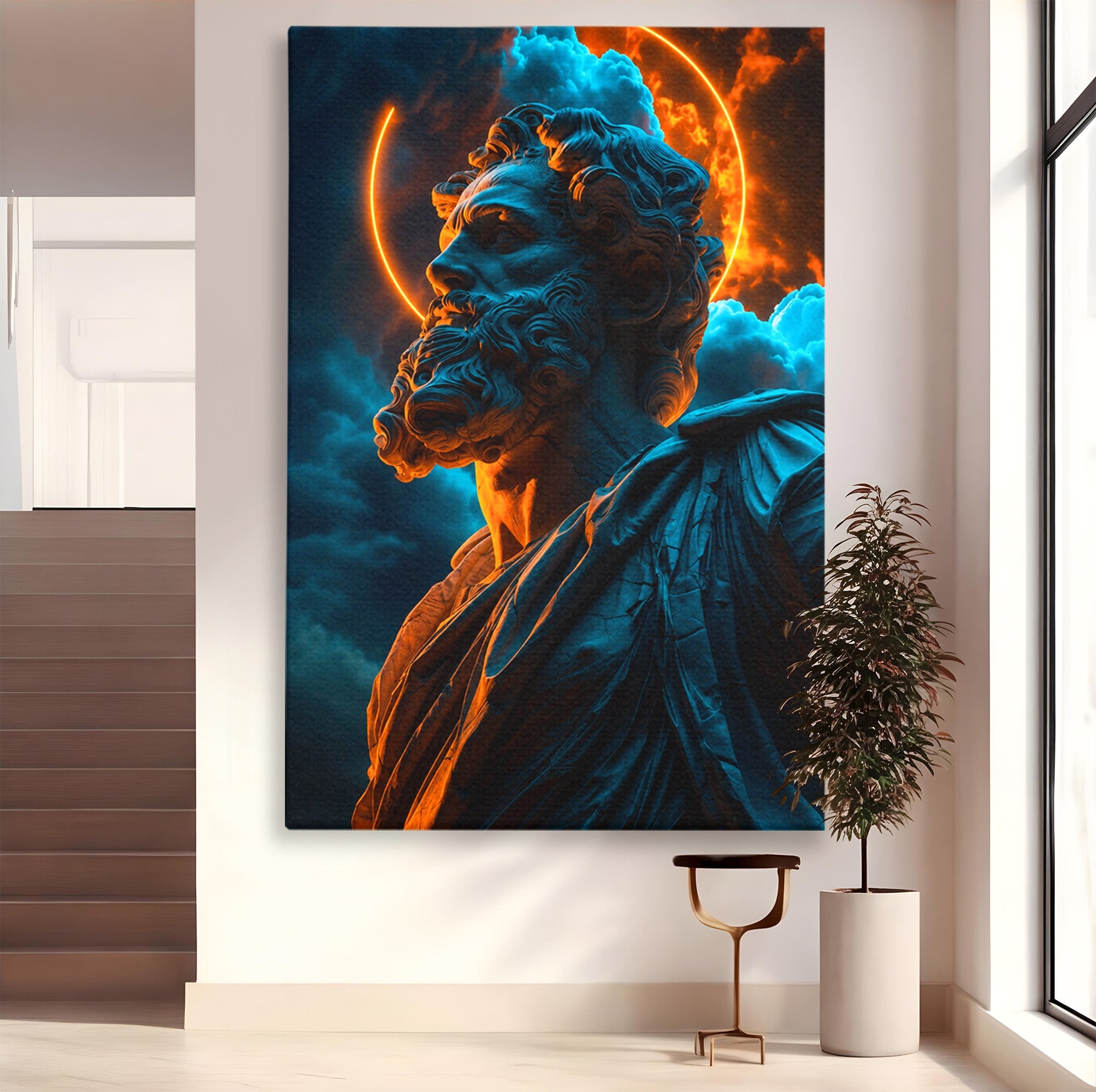 Tablou Canvas Premium LuxCanva® T1015, Zeus In Furtuna, Zeus, Miturile Greciei, Furtuna, Living, Dramatic, Culori Vibrante