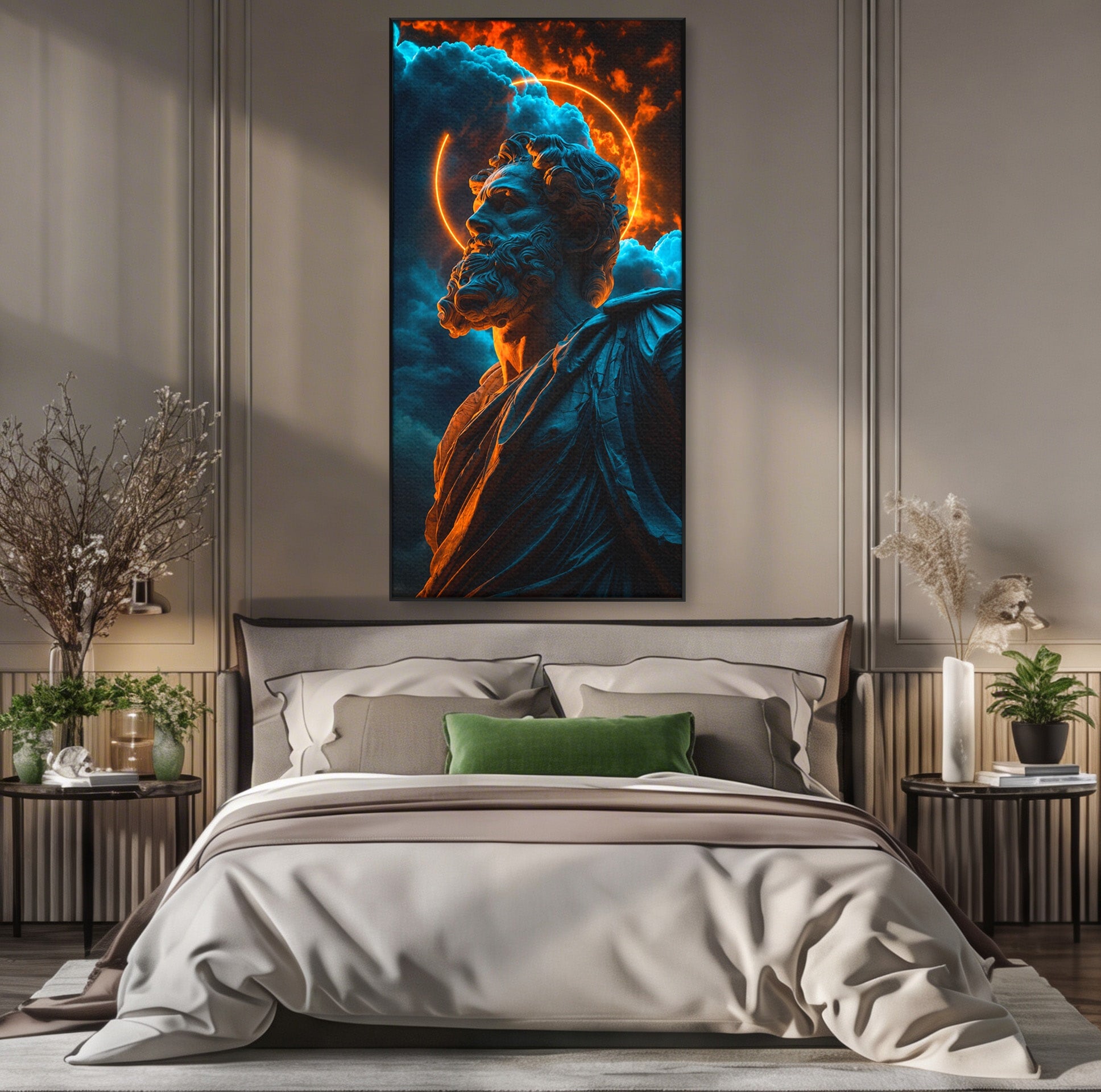 Tablou Canvas Premium LuxCanva® T1015, Zeus In Furtuna, Zeus, Miturile Greciei, Furtuna, Living, Dramatic, Culori Vibrante