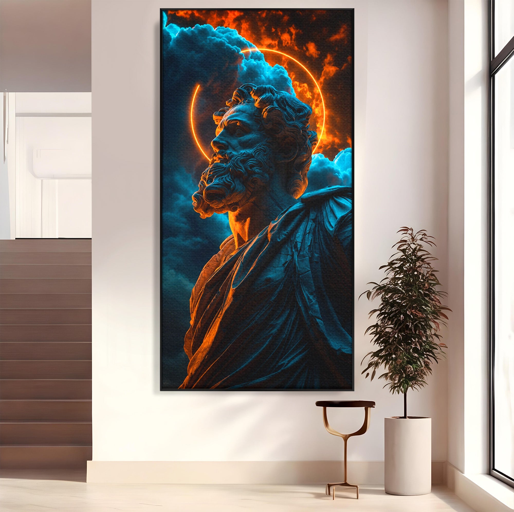 Tablou Canvas Premium LuxCanva® T1015, Zeus In Furtuna, Zeus, Miturile Greciei, Furtuna, Living, Dramatic, Culori Vibrante