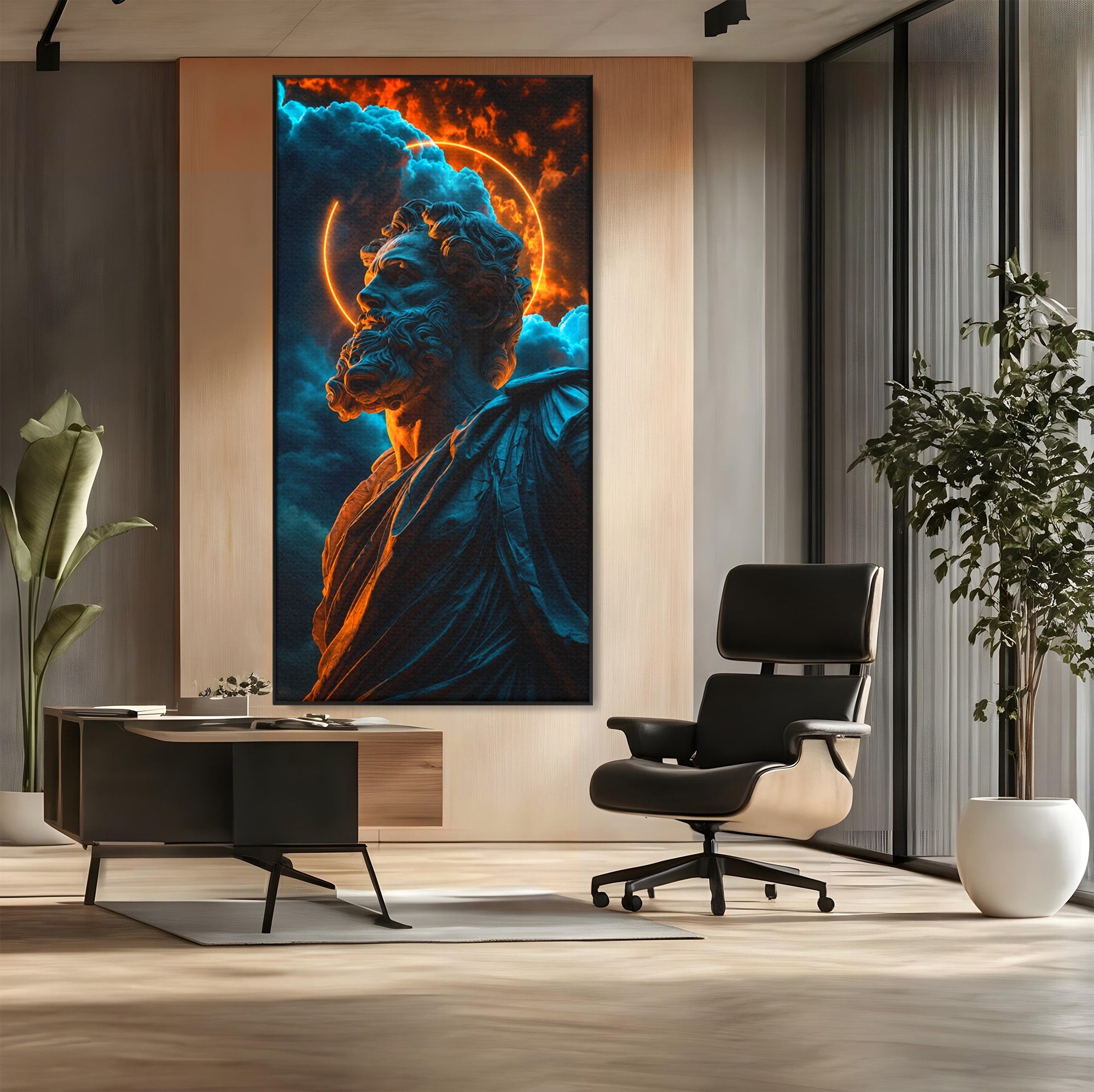 Tablou Canvas Premium LuxCanva® T1015, Zeus In Furtuna, Zeus, Miturile Greciei, Furtuna, Living, Dramatic, Culori Vibrante