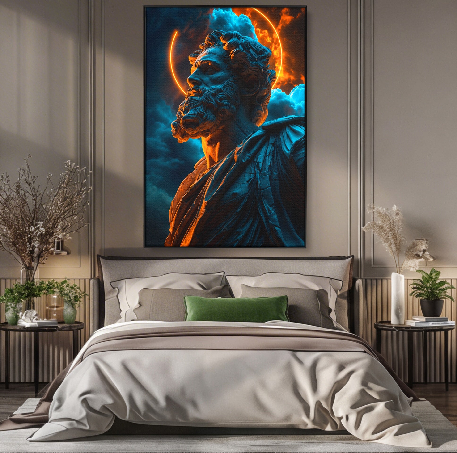 Tablou Canvas Premium LuxCanva® T1015, Zeus In Furtuna, Zeus, Miturile Greciei, Furtuna, Living, Dramatic, Culori Vibrante
