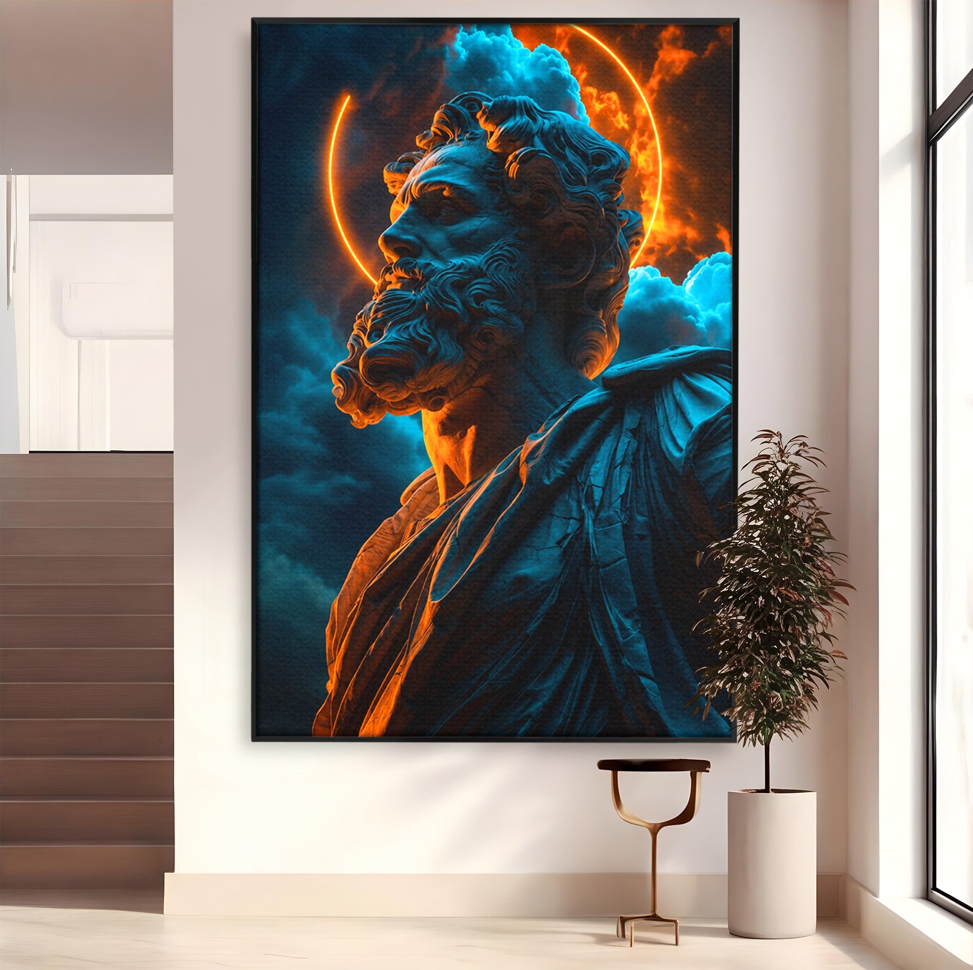Tablou Canvas Premium LuxCanva® T1015, Zeus In Furtuna, Zeus, Miturile Greciei, Furtuna, Living, Dramatic, Culori Vibrante
