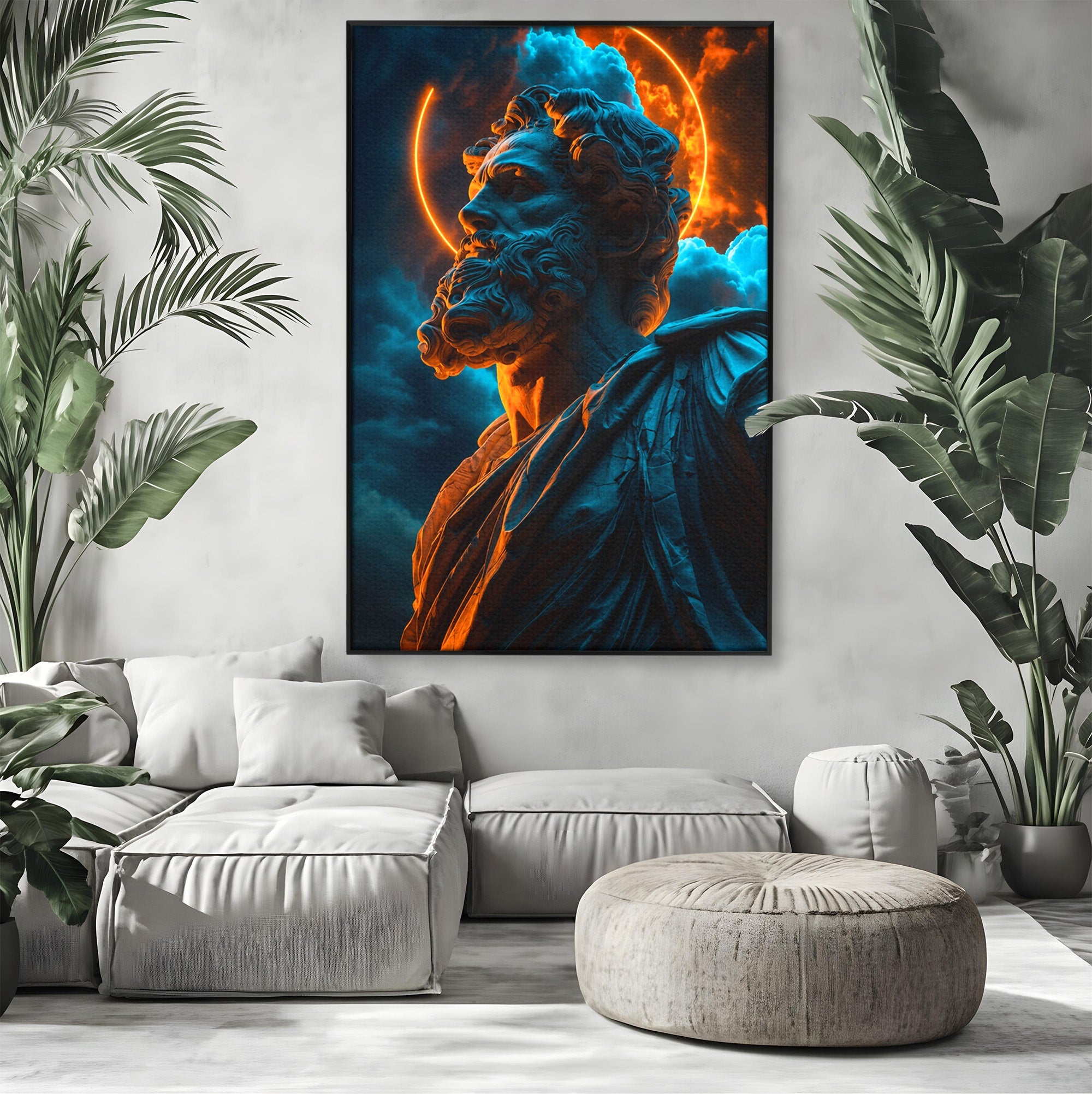 Tablou Canvas Premium LuxCanva® T1015, Zeus In Furtuna, Zeus, Miturile Greciei, Furtuna, Living, Dramatic, Culori Vibrante