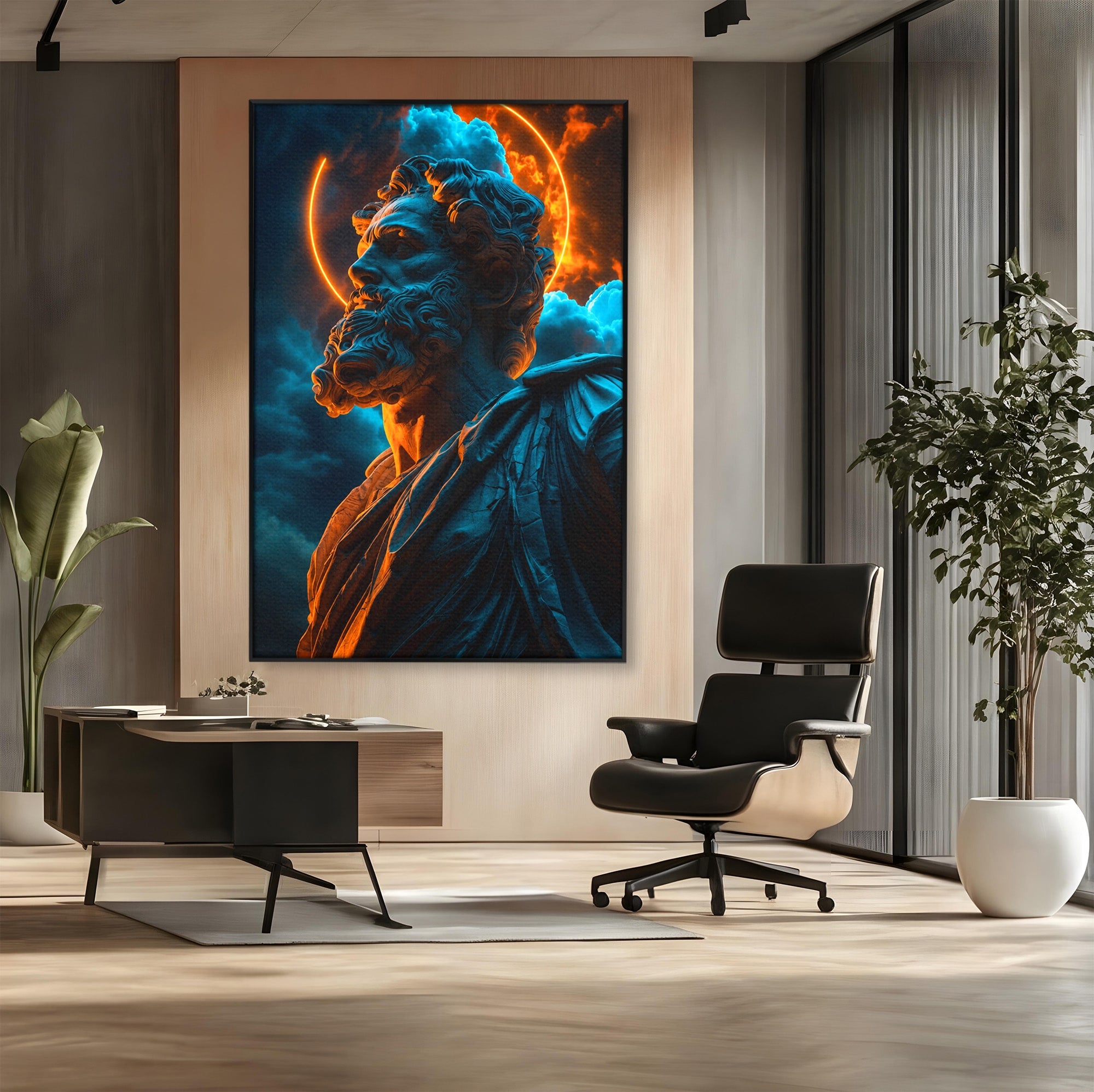 Tablou Canvas Premium LuxCanva® T1015, Zeus In Furtuna, Zeus, Miturile Greciei, Furtuna, Living, Dramatic, Culori Vibrante