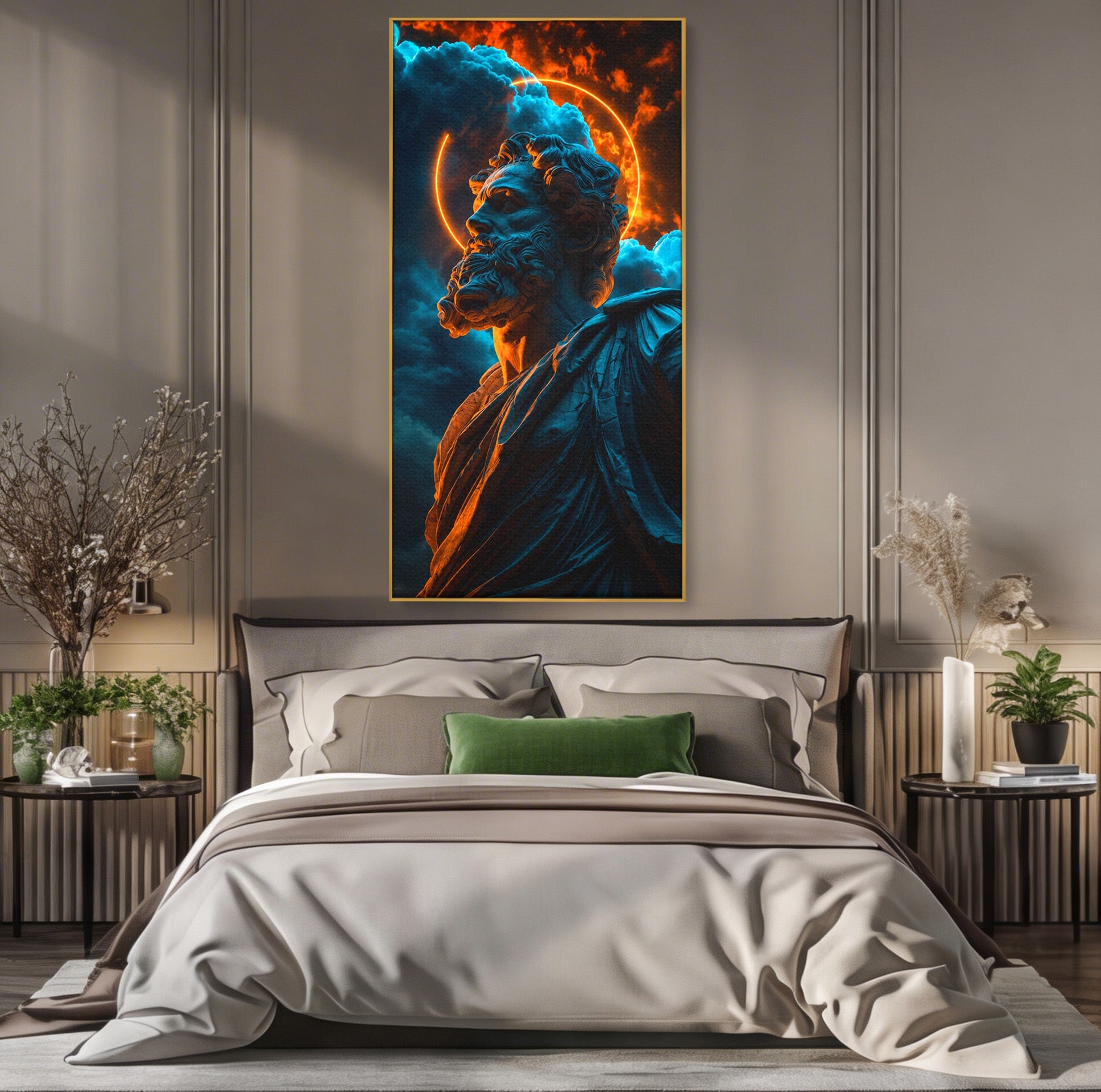 Tablou Canvas Premium LuxCanva® T1015, Zeus In Furtuna, Zeus, Miturile Greciei, Furtuna, Living, Dramatic, Culori Vibrante