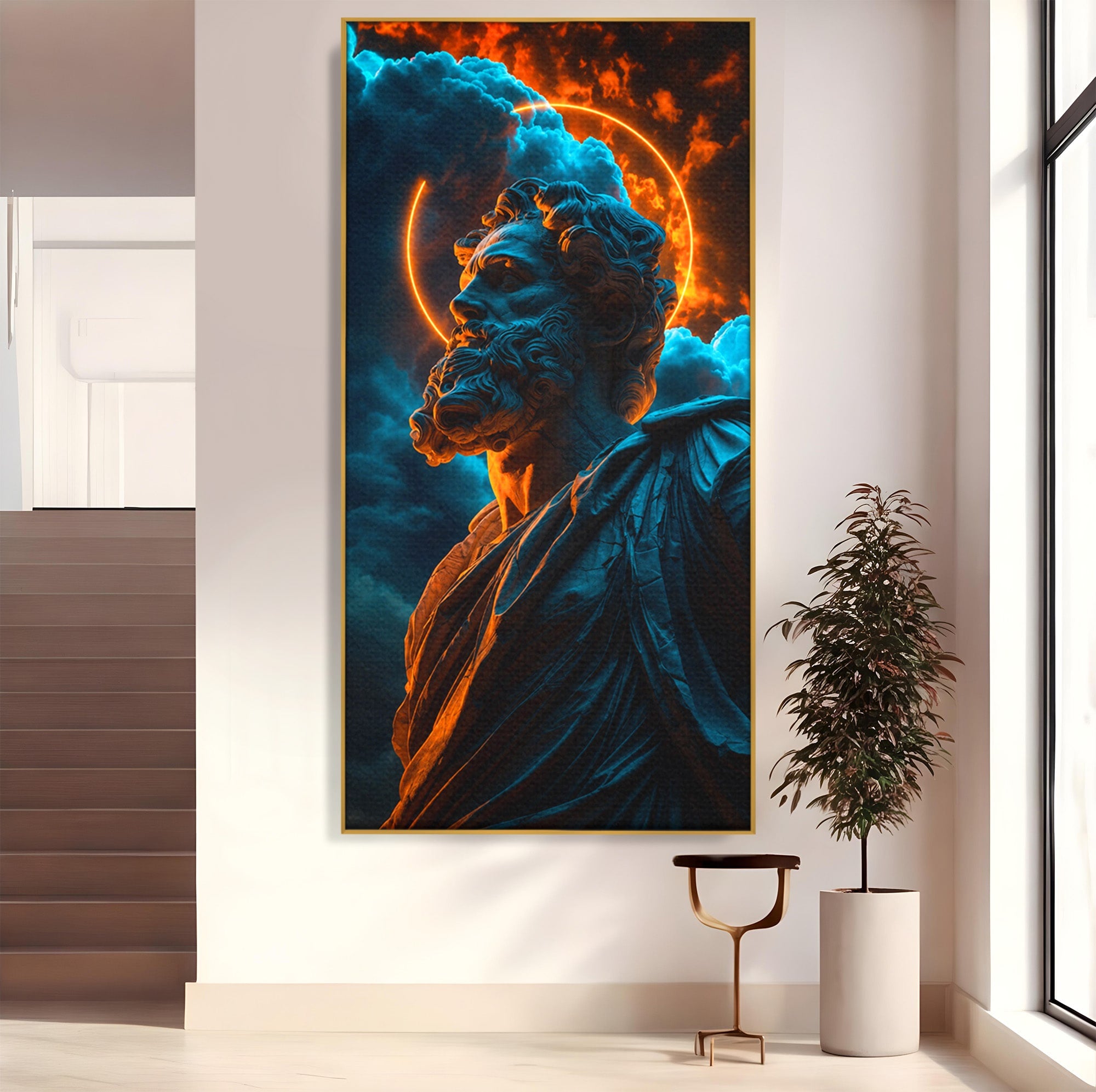 Tablou Canvas Premium LuxCanva® T1015, Zeus In Furtuna, Zeus, Miturile Greciei, Furtuna, Living, Dramatic, Culori Vibrante