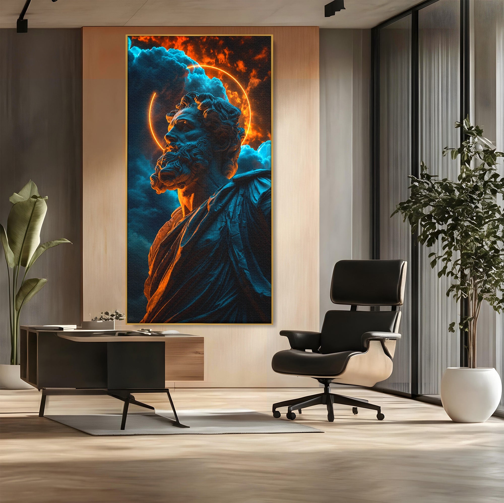 Tablou Canvas Premium LuxCanva® T1015, Zeus In Furtuna, Zeus, Miturile Greciei, Furtuna, Living, Dramatic, Culori Vibrante