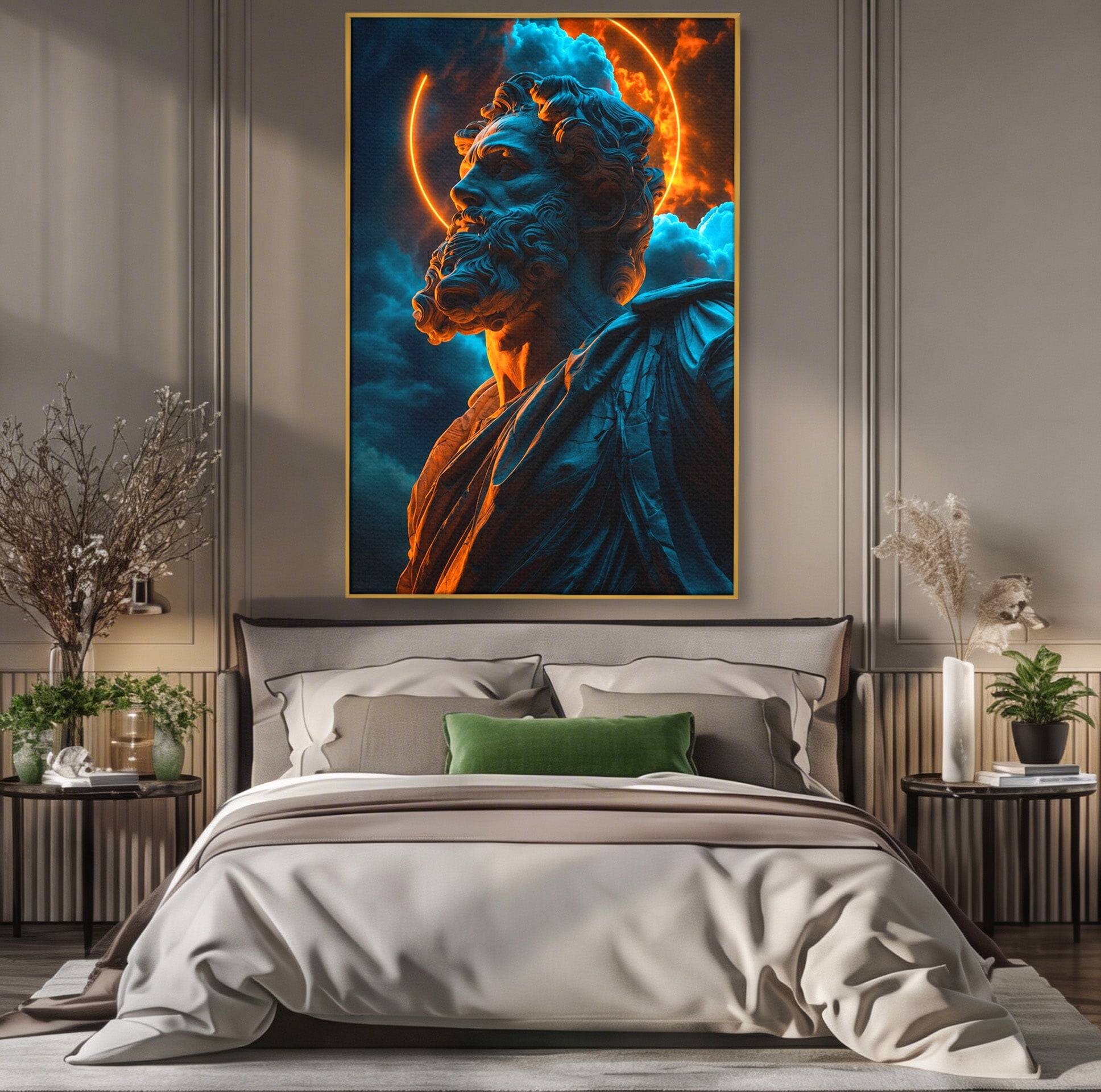 Tablou Canvas Premium LuxCanva® T1015, Zeus In Furtuna, Zeus, Miturile Greciei, Furtuna, Living, Dramatic, Culori Vibrante