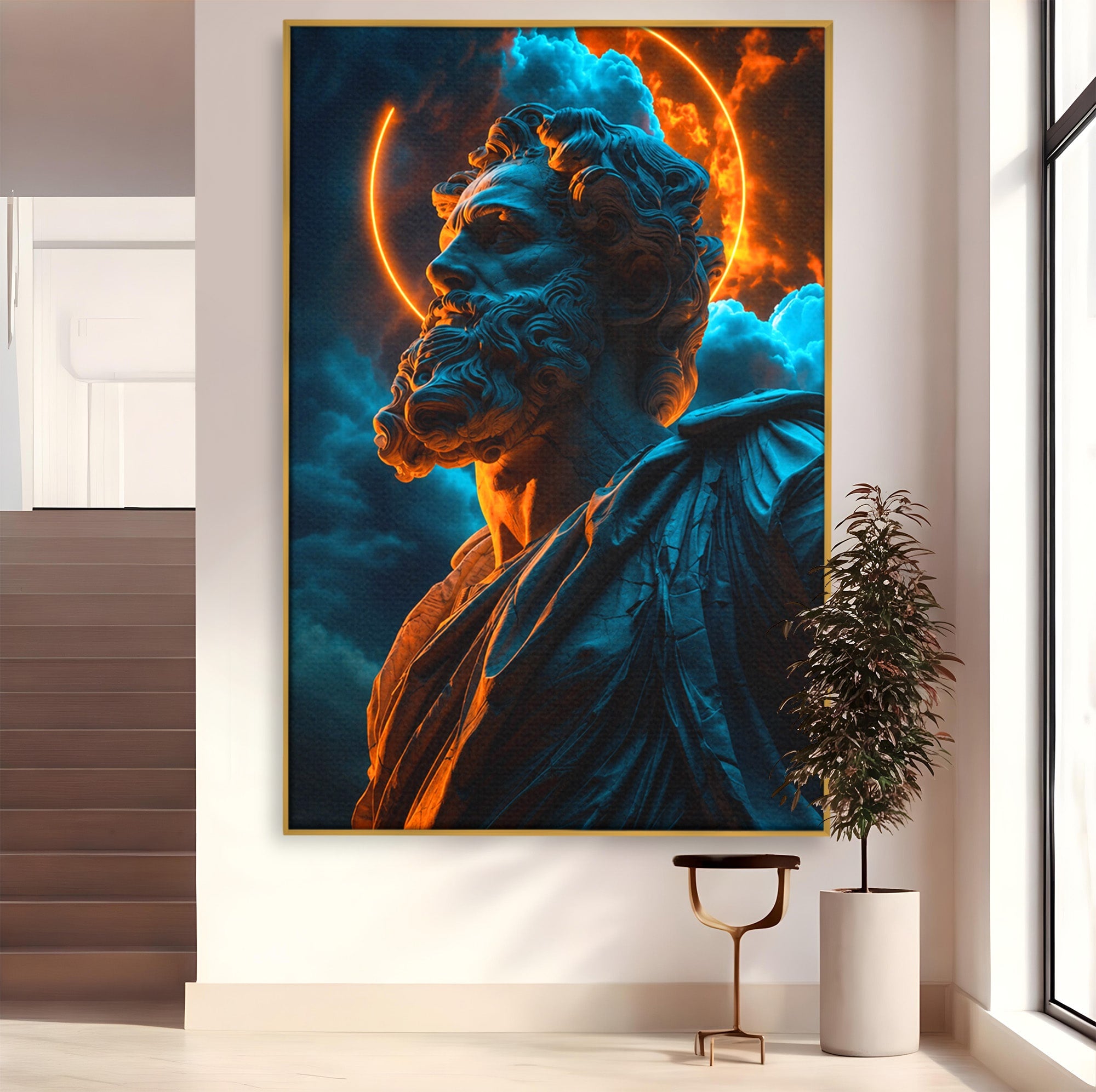 Tablou Canvas Premium LuxCanva® T1015, Zeus In Furtuna, Zeus, Miturile Greciei, Furtuna, Living, Dramatic, Culori Vibrante