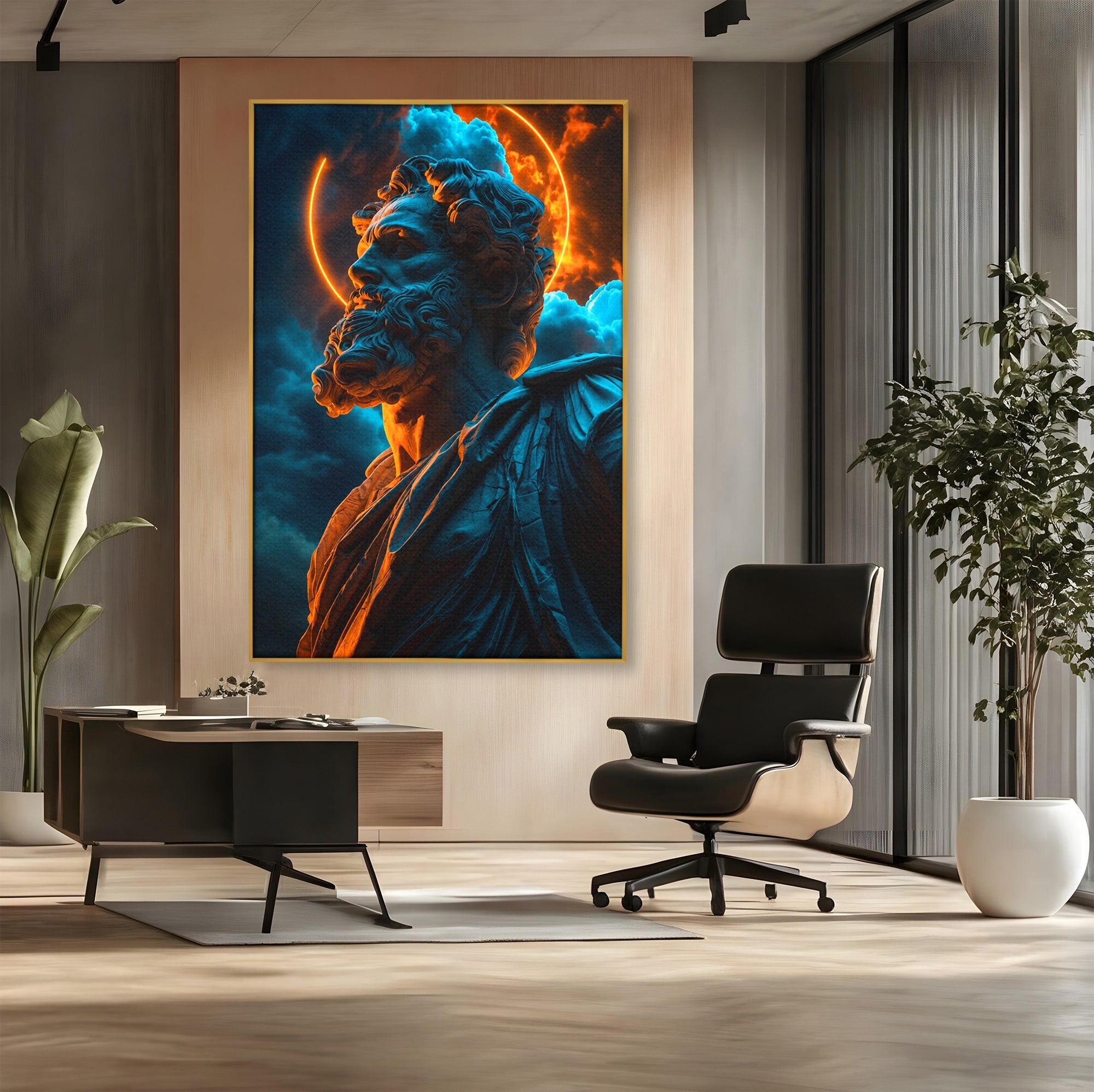 Tablou Canvas Premium LuxCanva® T1015, Zeus In Furtuna, Zeus, Miturile Greciei, Furtuna, Living, Dramatic, Culori Vibrante