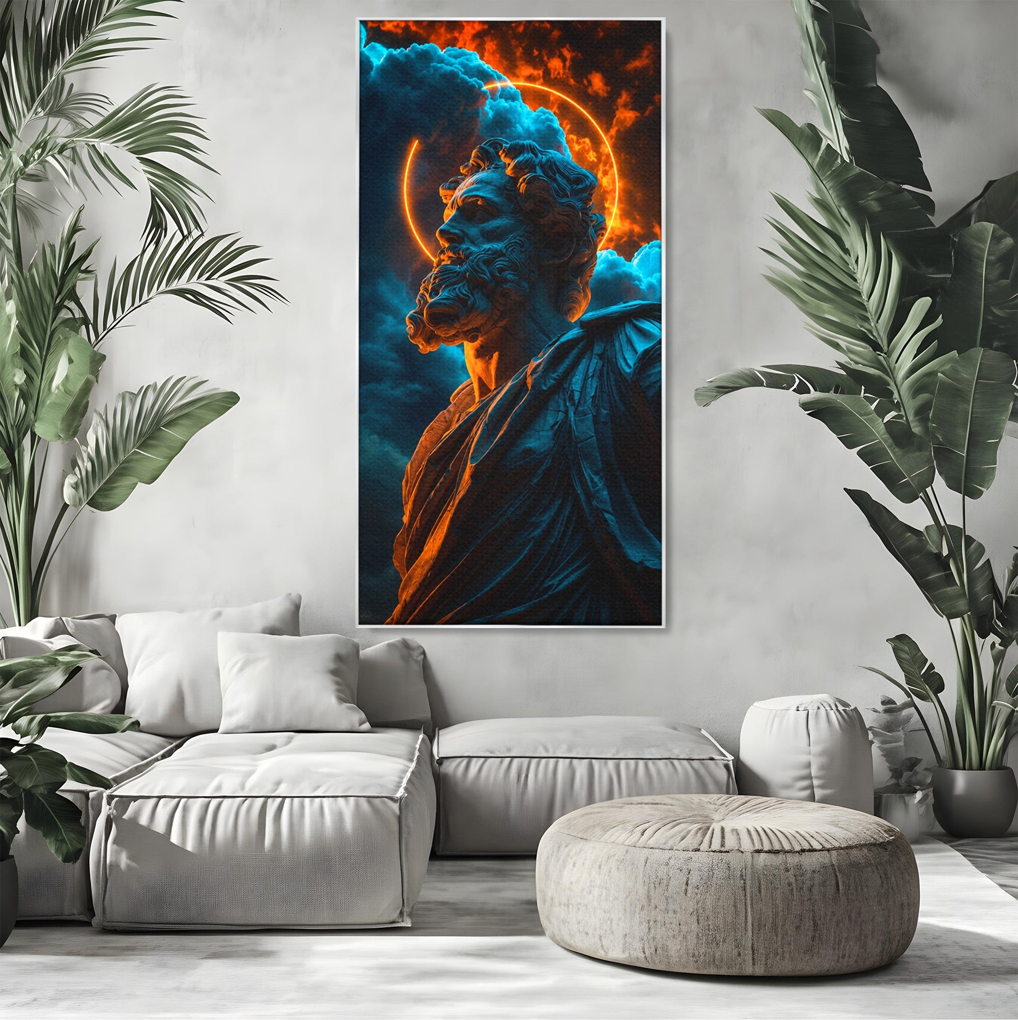 Tablou Canvas Premium LuxCanva® T1015, Zeus In Furtuna, Zeus, Miturile Greciei, Furtuna, Living, Dramatic, Culori Vibrante