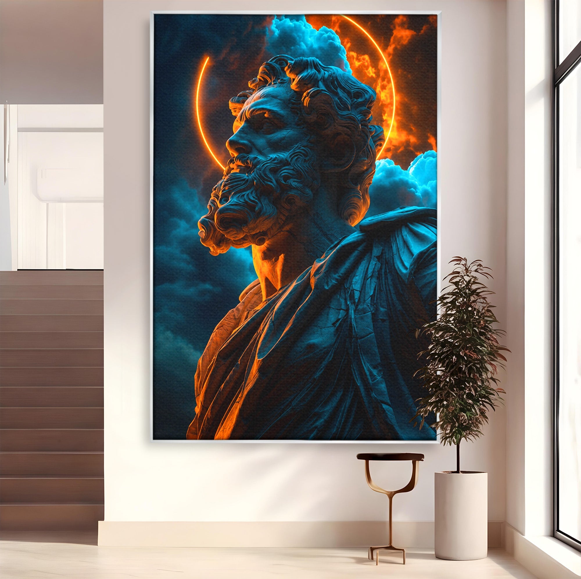 Tablou Canvas Premium LuxCanva® T1015, Zeus In Furtuna, Zeus, Miturile Greciei, Furtuna, Living, Dramatic, Culori Vibrante