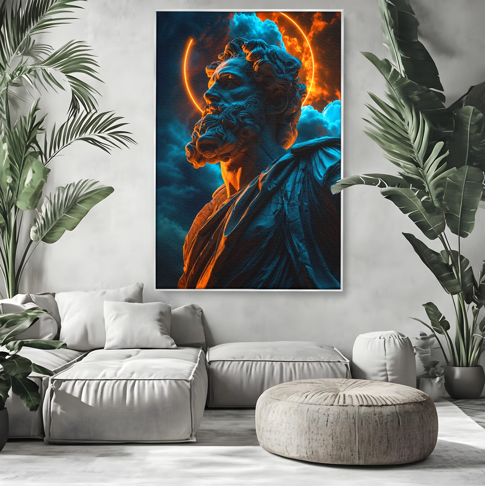Tablou Canvas Premium LuxCanva® T1015, Zeus In Furtuna, Zeus, Miturile Greciei, Furtuna, Living, Dramatic, Culori Vibrante