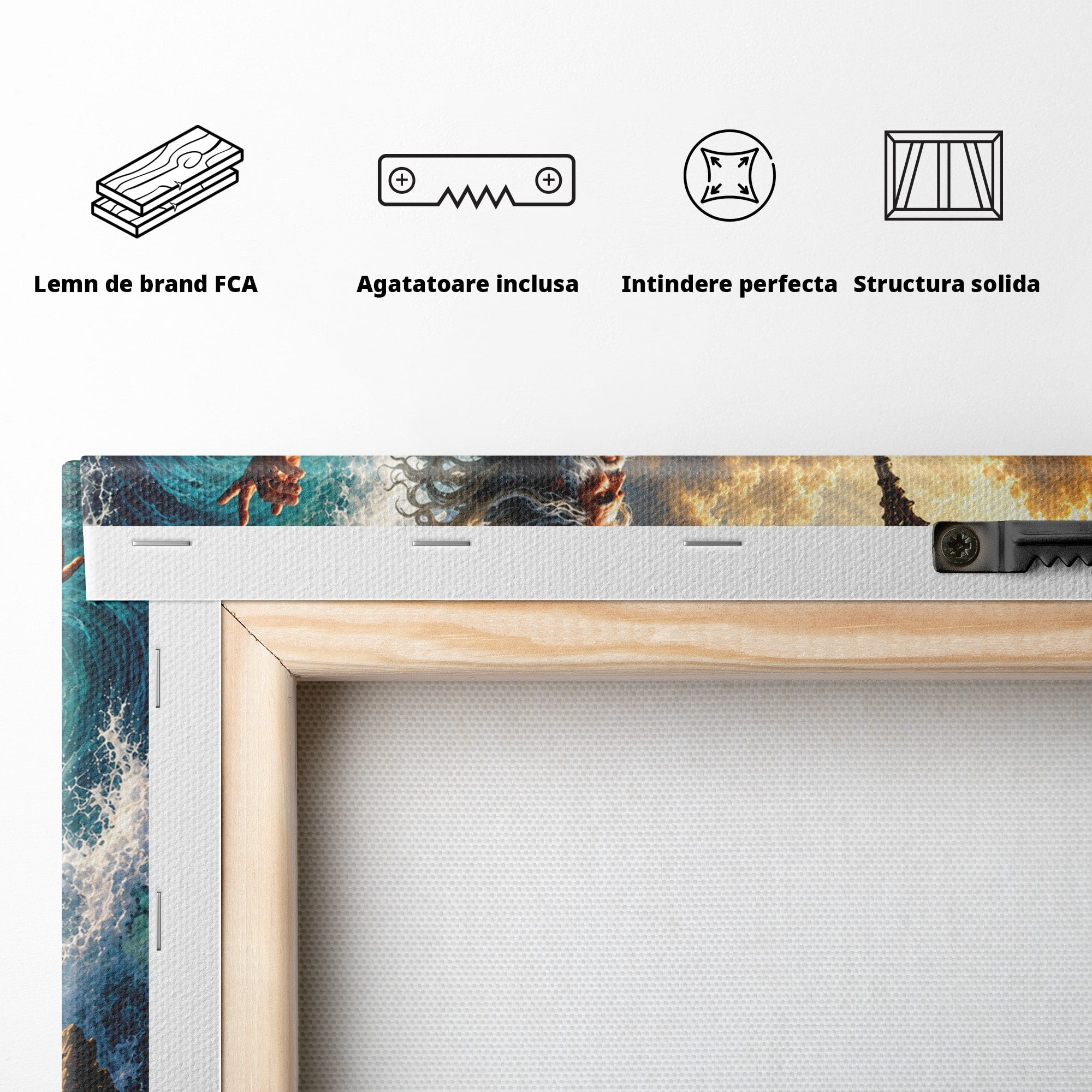 Tablou Canvas Premium LuxCanva® T1016, Poseidon Stapanul Marii, Zeitate, Mare, Valuri, Mitologie, Living, Culori Vibrante