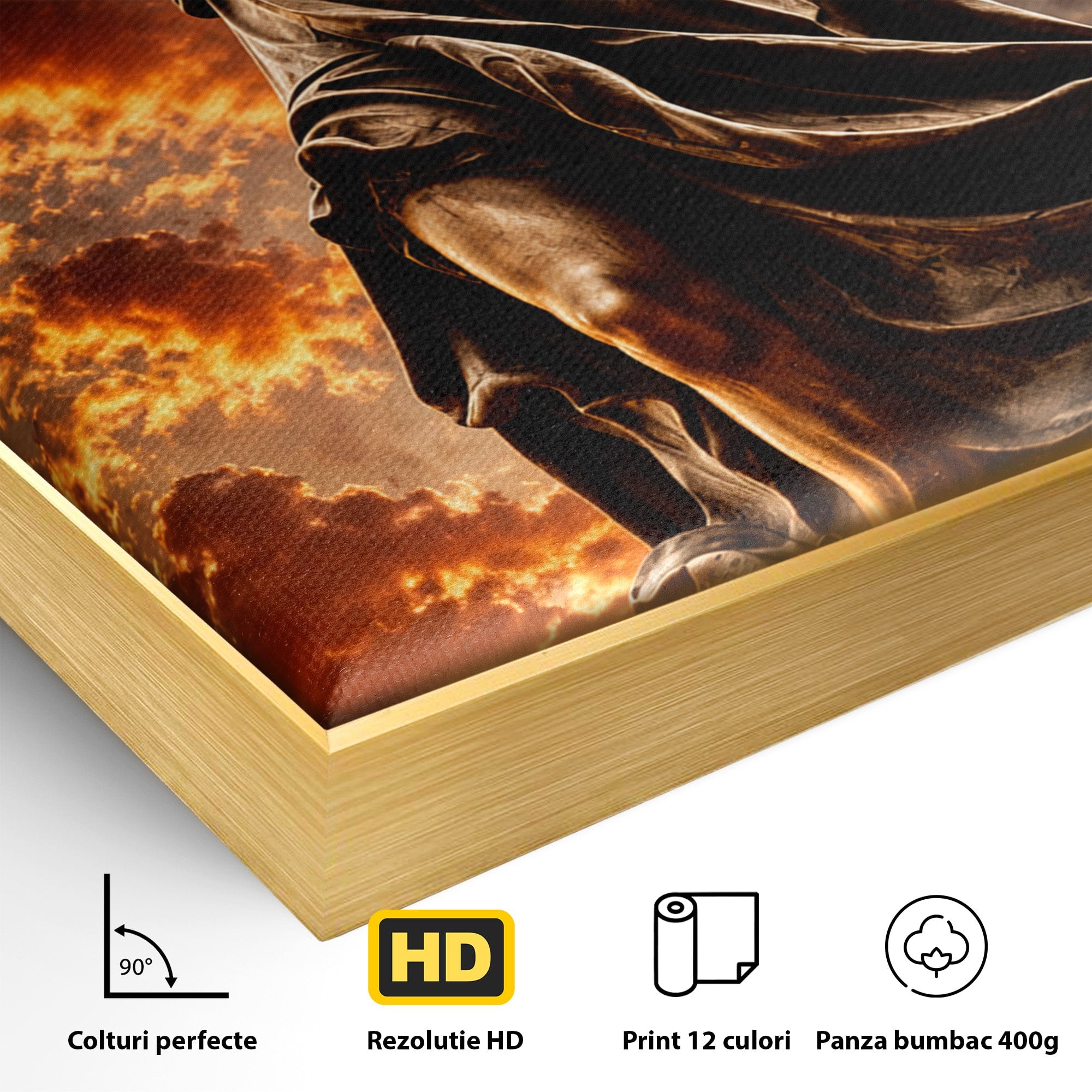 Tablou Canvas Premium LuxCanva® T1017, Apusul Zeitei Justitiei, Justitie, Statue, Apus, Dramatic, Birou, Culori Vibrante