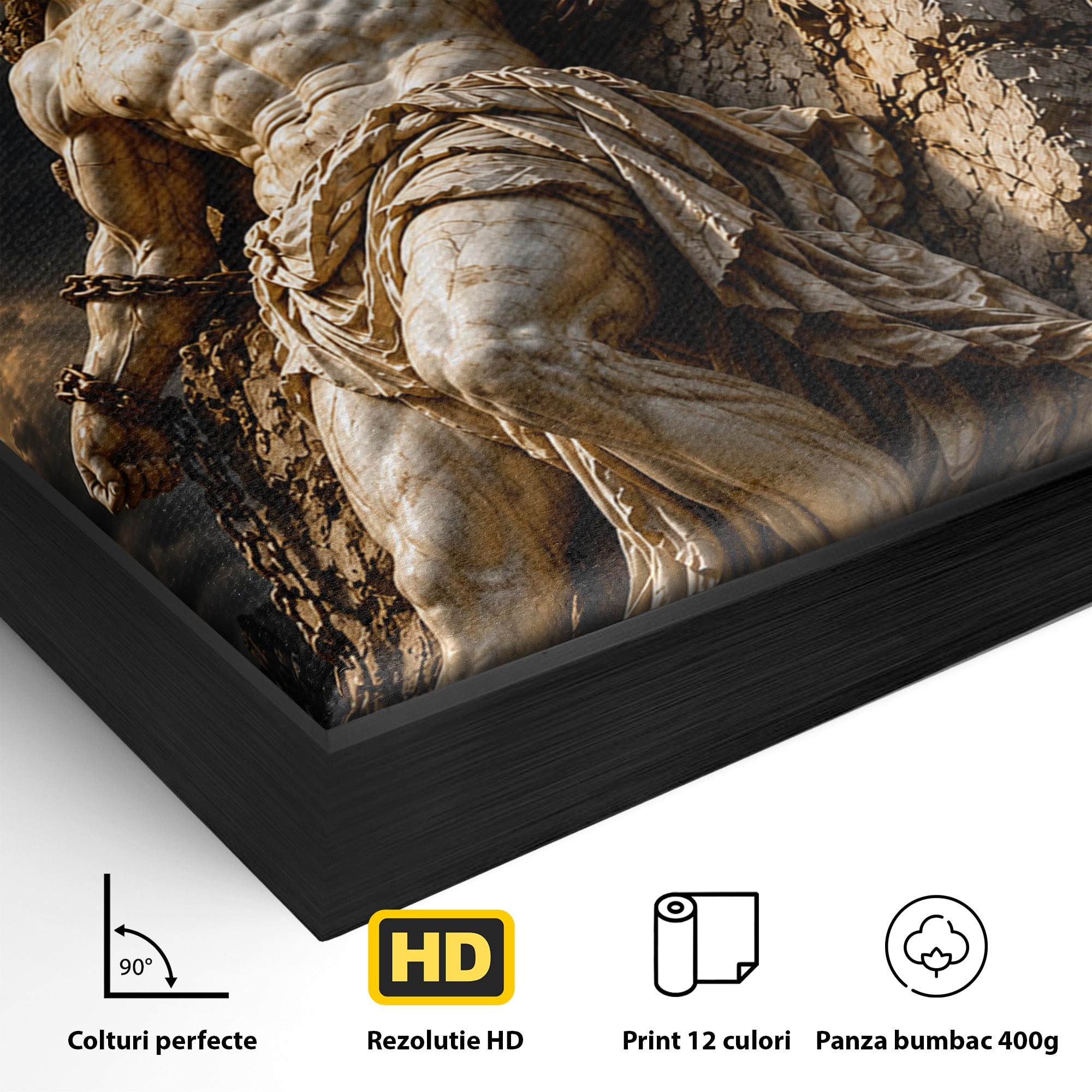 Tablou Canvas Premium LuxCanva® T1018, Prometeu Si Vulturul, Mitologie, Sculptura, Erou, Dramatic, Living, Dormitor, Culori Vibrante