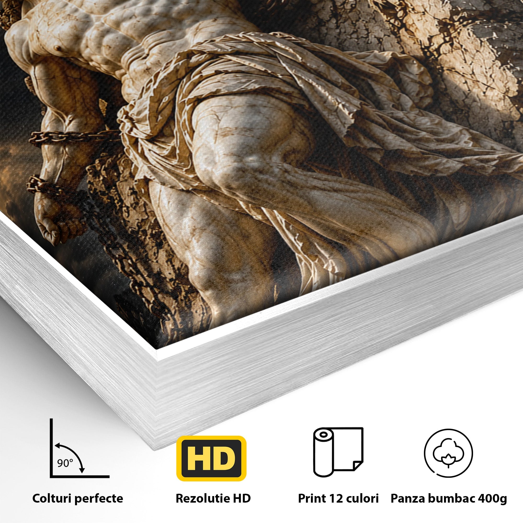 Tablou Canvas Premium LuxCanva® T1018, Prometeu Si Vulturul, Mitologie, Sculptura, Erou, Dramatic, Living, Dormitor, Culori Vibrante