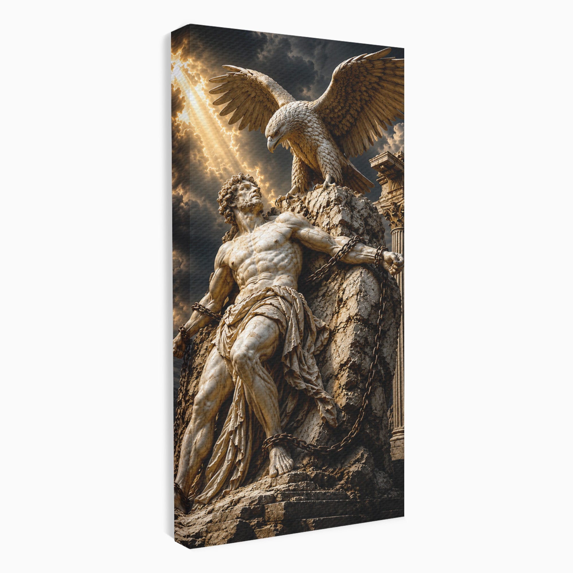 Tablou Canvas Premium LuxCanva® T1018, Prometeu Si Vulturul, Mitologie, Sculptura, Erou, Dramatic, Living, Dormitor, Culori Vibrante