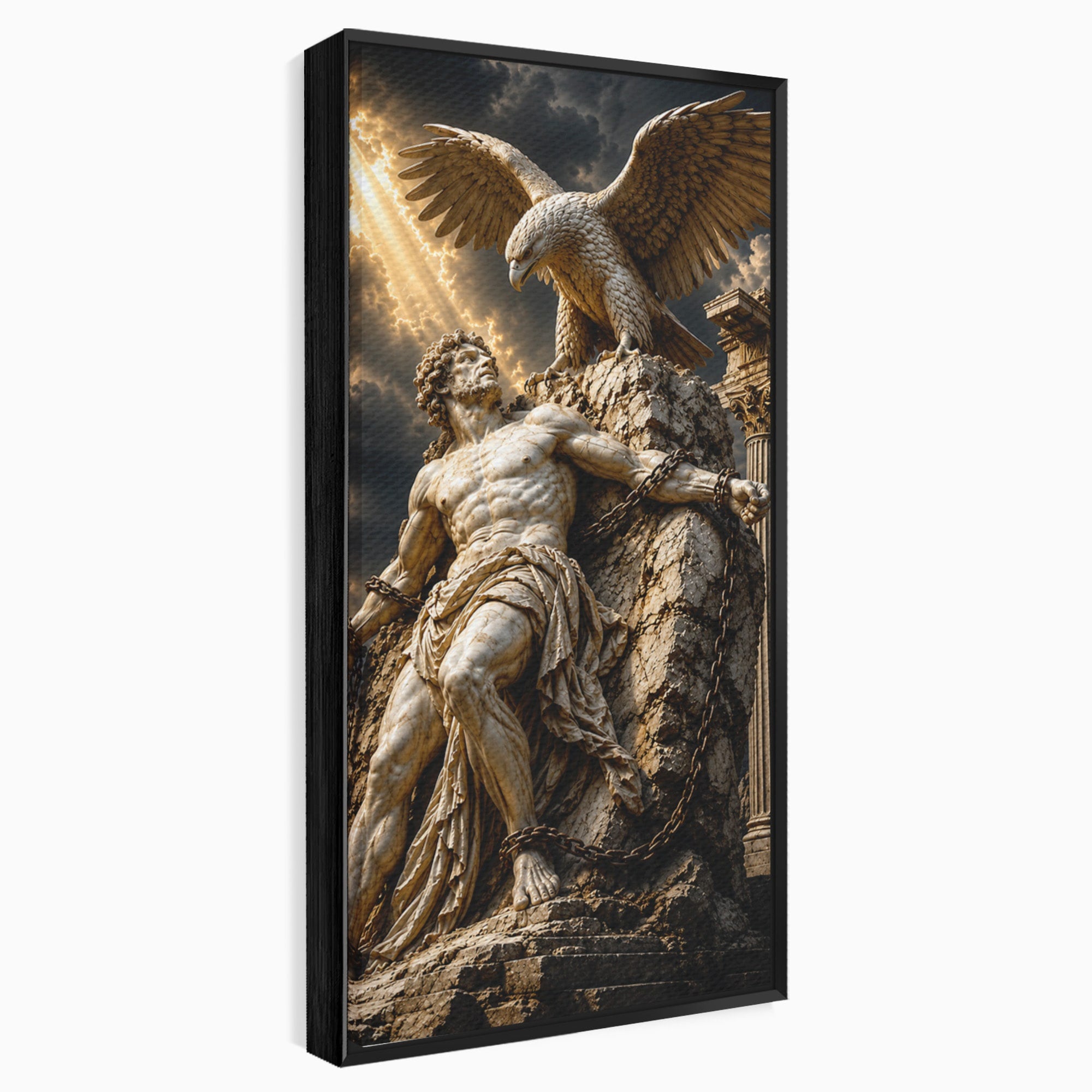 Tablou Canvas Premium LuxCanva® T1018, Prometeu Si Vulturul, Mitologie, Sculptura, Erou, Dramatic, Living, Dormitor, Culori Vibrante