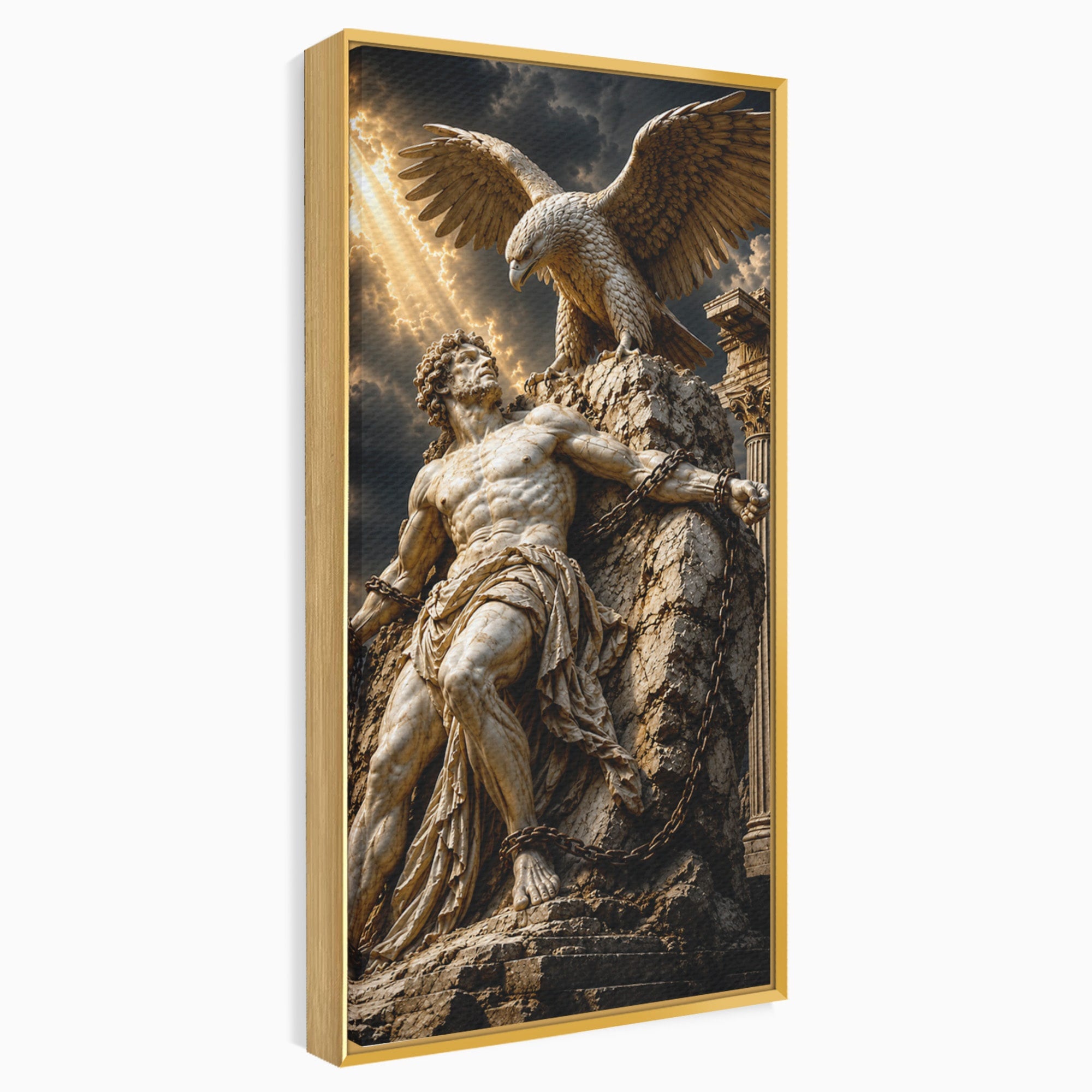 Tablou Canvas Premium LuxCanva® T1018, Prometeu Si Vulturul, Mitologie, Sculptura, Erou, Dramatic, Living, Dormitor, Culori Vibrante