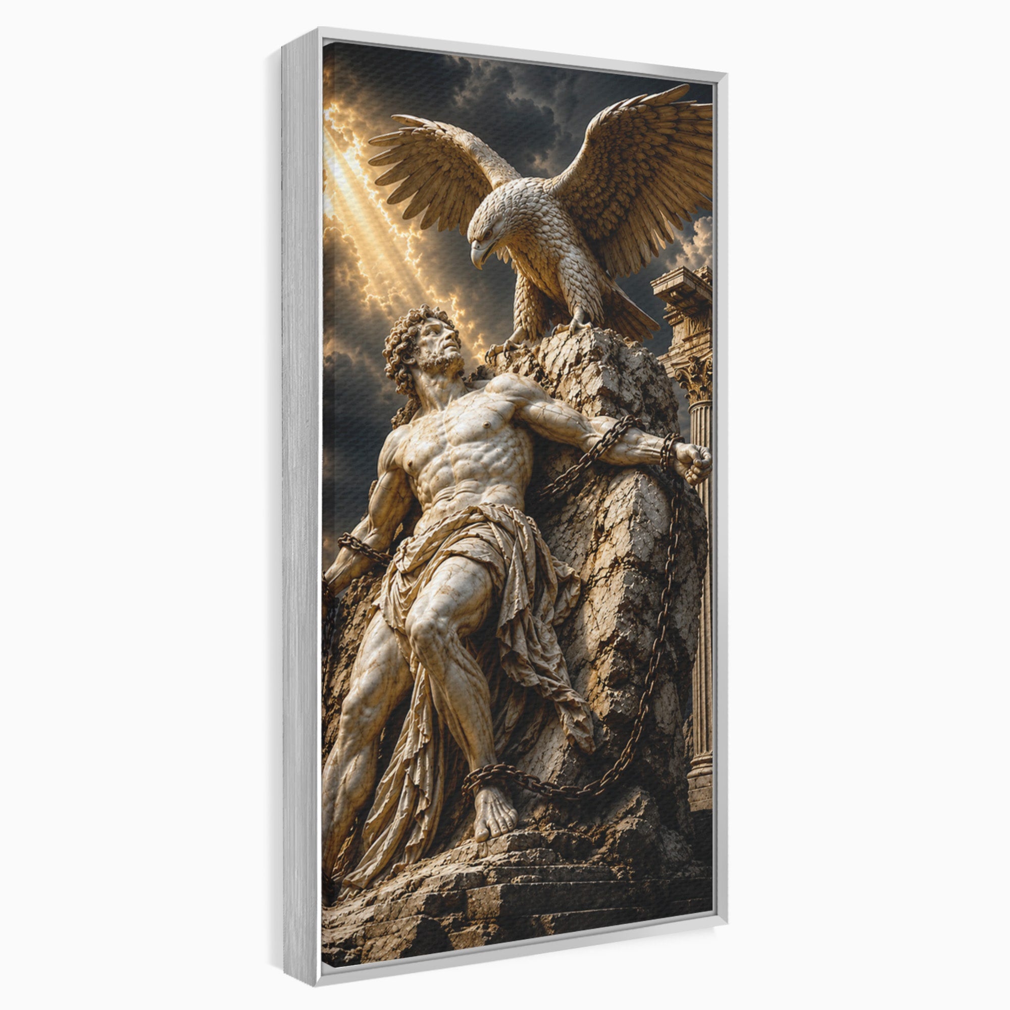 Tablou Canvas Premium LuxCanva® T1018, Prometeu Si Vulturul, Mitologie, Sculptura, Erou, Dramatic, Living, Dormitor, Culori Vibrante
