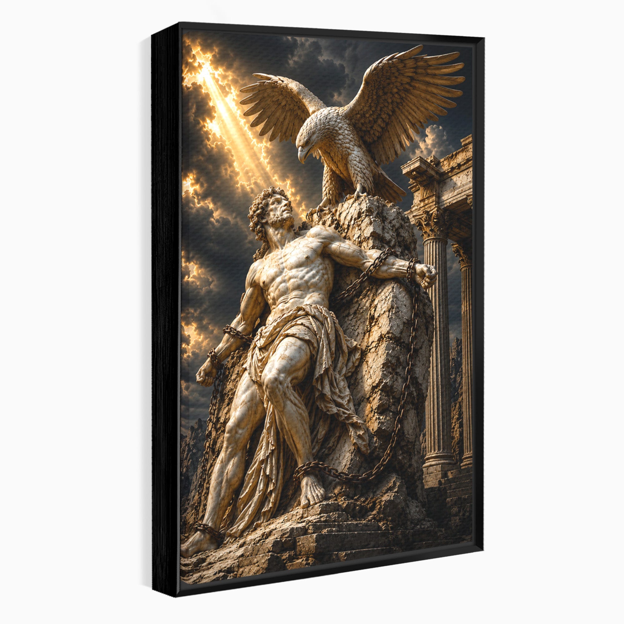 Tablou Canvas Premium LuxCanva® T1018, Prometeu Si Vulturul, Mitologie, Sculptura, Erou, Dramatic, Living, Dormitor, Culori Vibrante