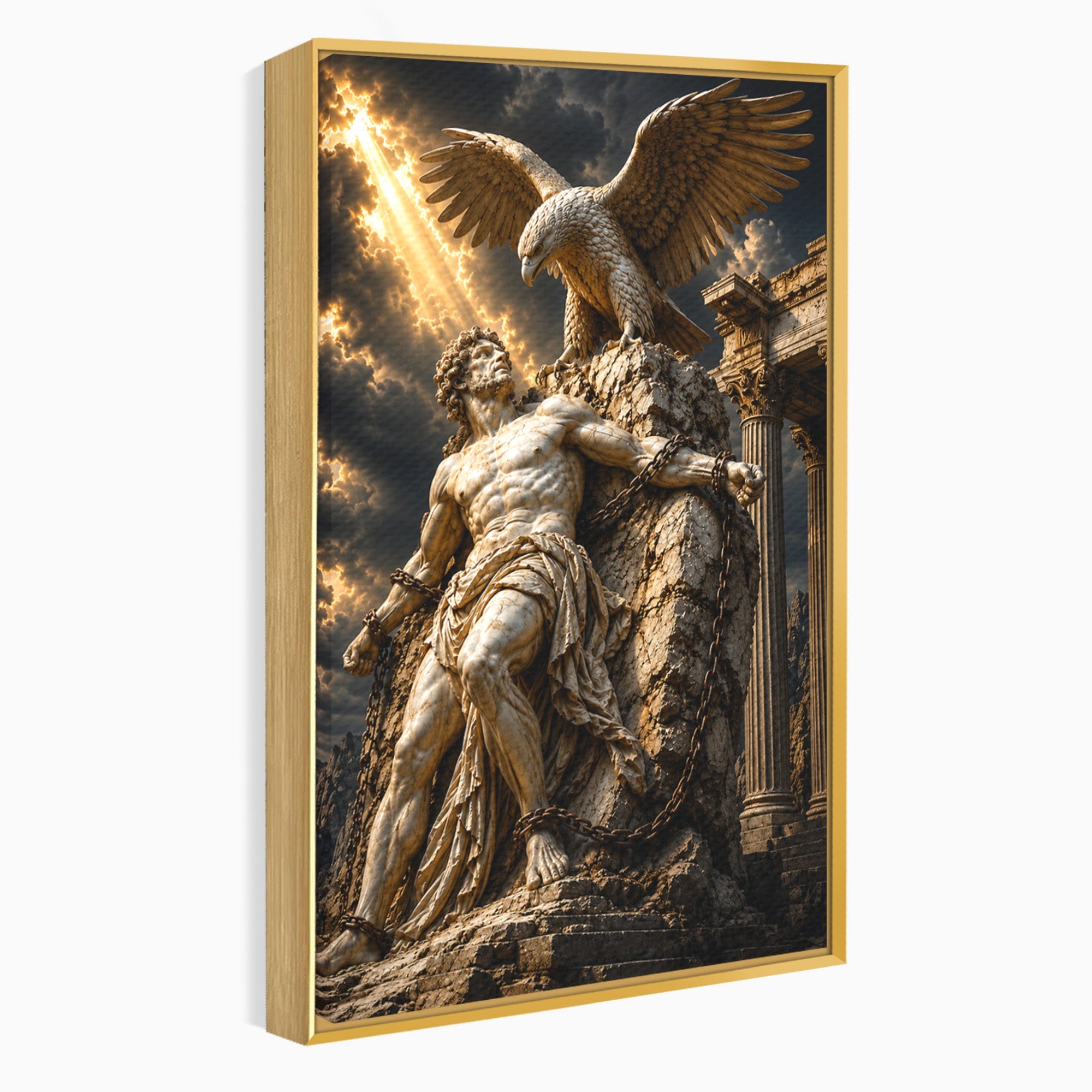 Tablou Canvas Premium LuxCanva® T1018, Prometeu Si Vulturul, Mitologie, Sculptura, Erou, Dramatic, Living, Dormitor, Culori Vibrante