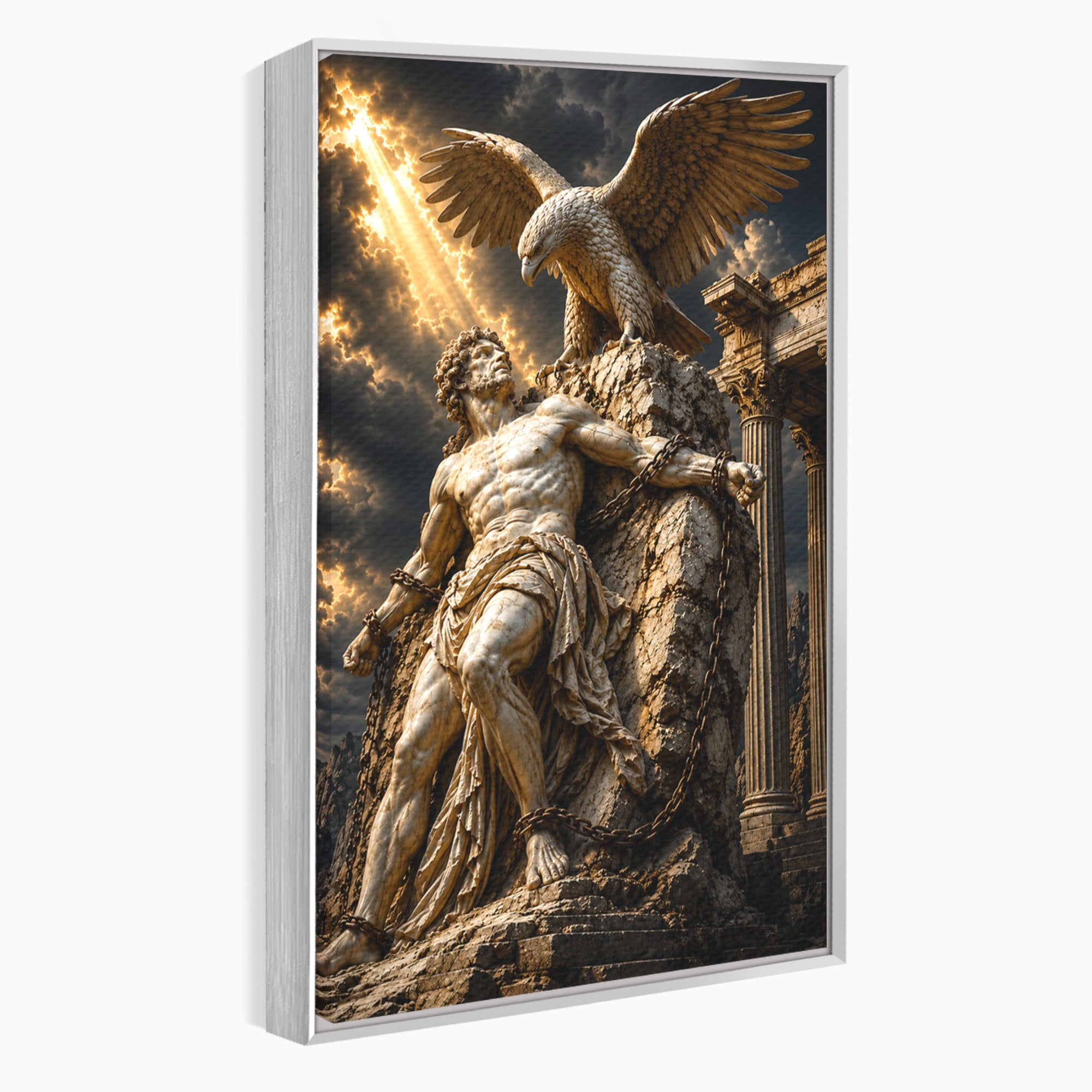 Tablou Canvas Premium LuxCanva® T1018, Prometeu Si Vulturul, Mitologie, Sculptura, Erou, Dramatic, Living, Dormitor, Culori Vibrante