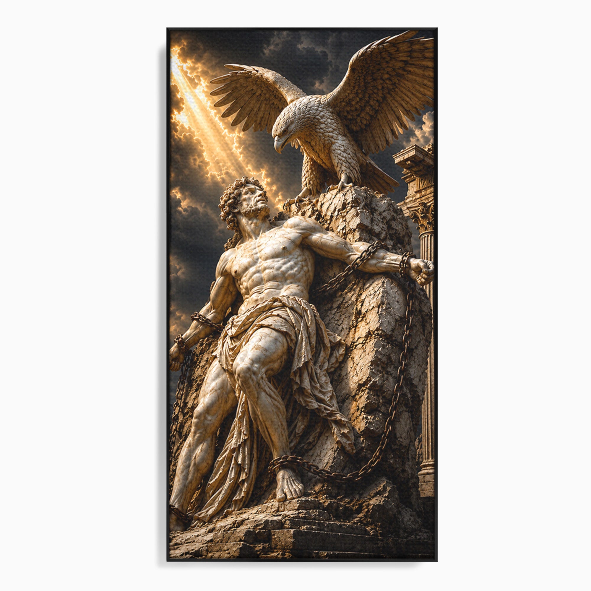 Tablou Canvas Premium LuxCanva® T1018, Prometeu Si Vulturul, Mitologie, Sculptura, Erou, Dramatic, Living, Dormitor, Culori Vibrante