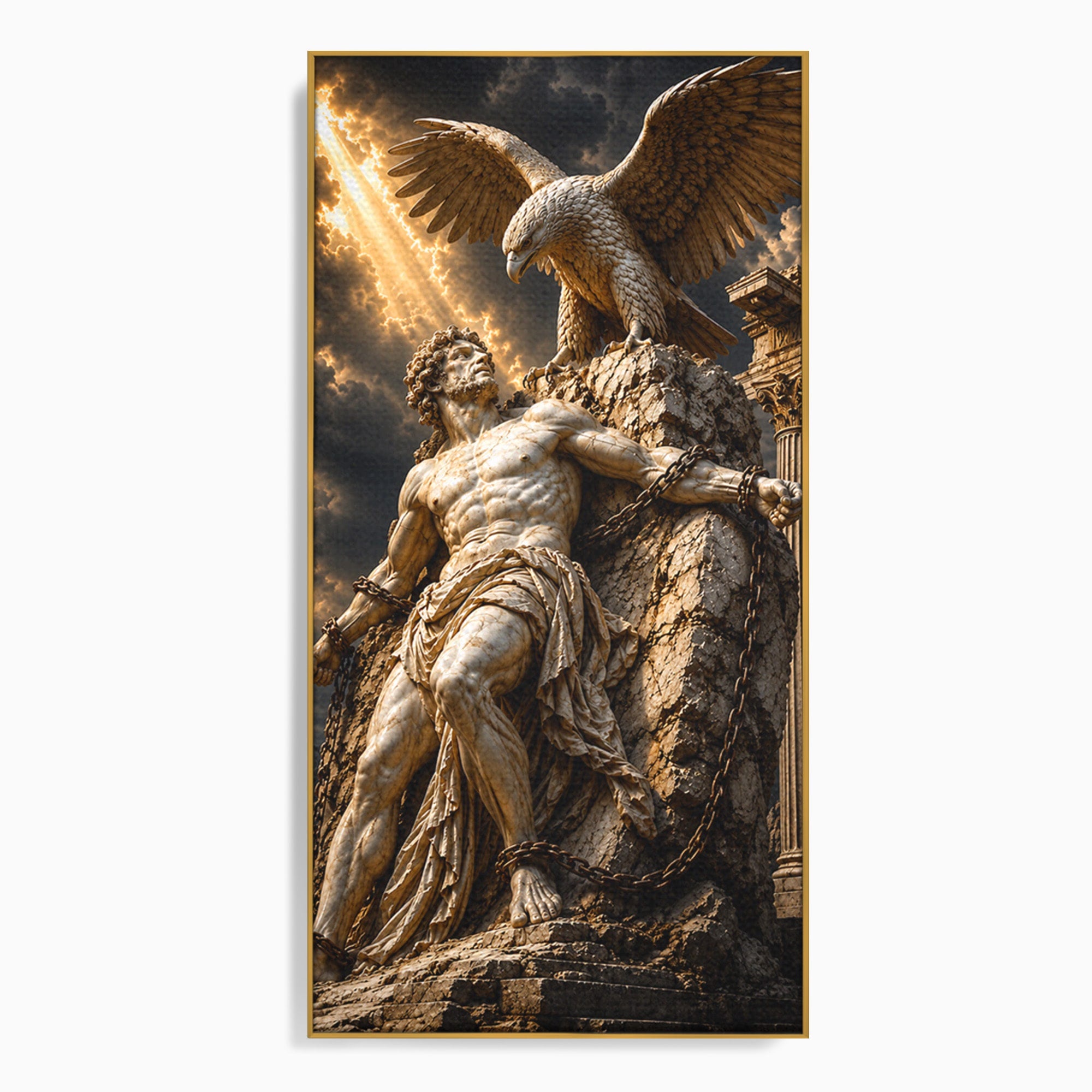 Tablou Canvas Premium LuxCanva® T1018, Prometeu Si Vulturul, Mitologie, Sculptura, Erou, Dramatic, Living, Dormitor, Culori Vibrante