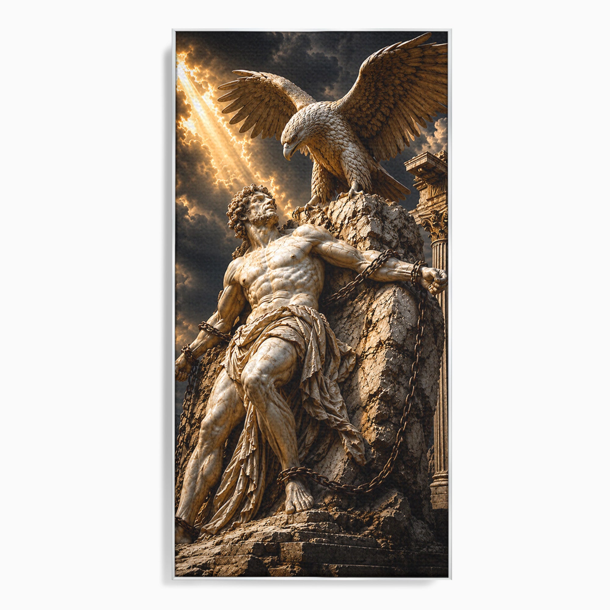Tablou Canvas Premium LuxCanva® T1018, Prometeu Si Vulturul, Mitologie, Sculptura, Erou, Dramatic, Living, Dormitor, Culori Vibrante