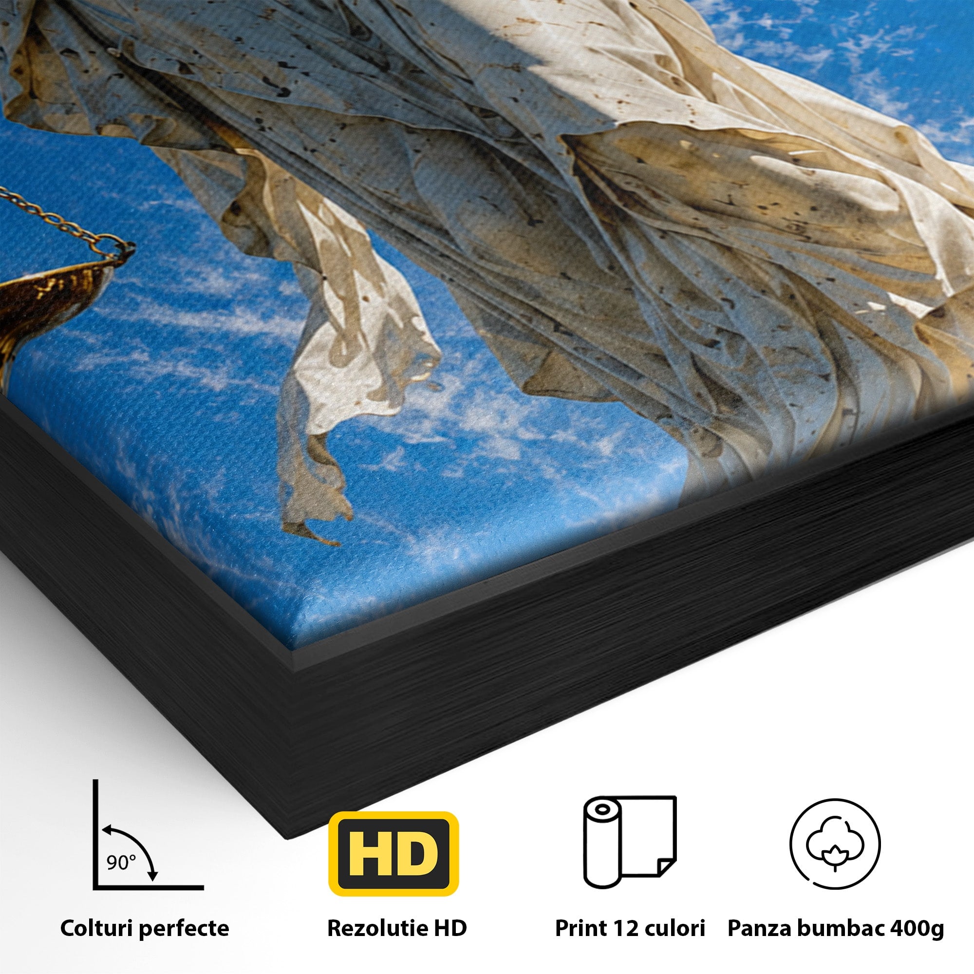 Tablou Canvas Premium LuxCanva® T1019, Justitia Divina, Justitie, Statuie, Cer, Arta Clasica, Balanta, Dormitor, Birou, Culori Vibrante