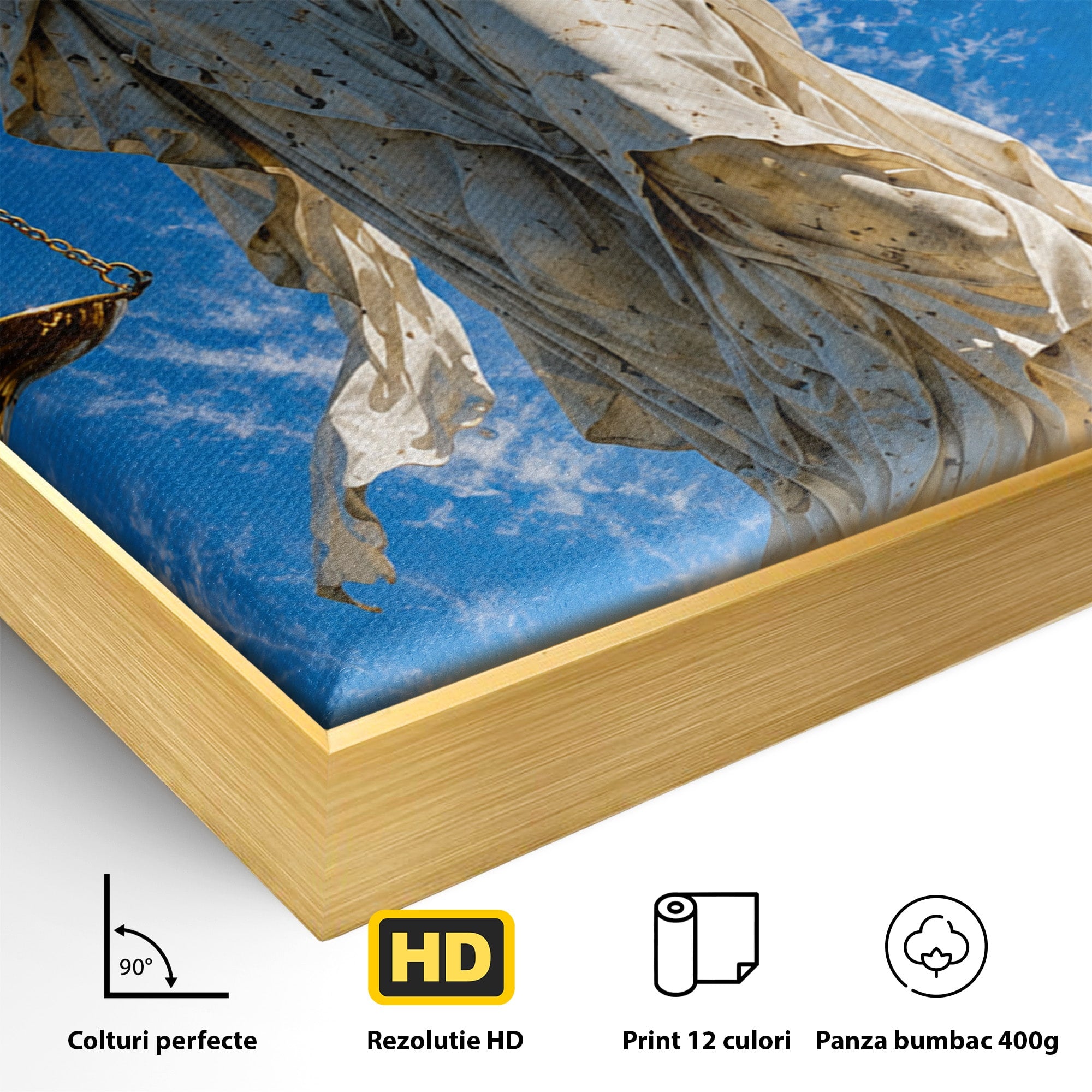 Tablou Canvas Premium LuxCanva® T1019, Justitia Divina, Justitie, Statuie, Cer, Arta Clasica, Balanta, Dormitor, Birou, Culori Vibrante