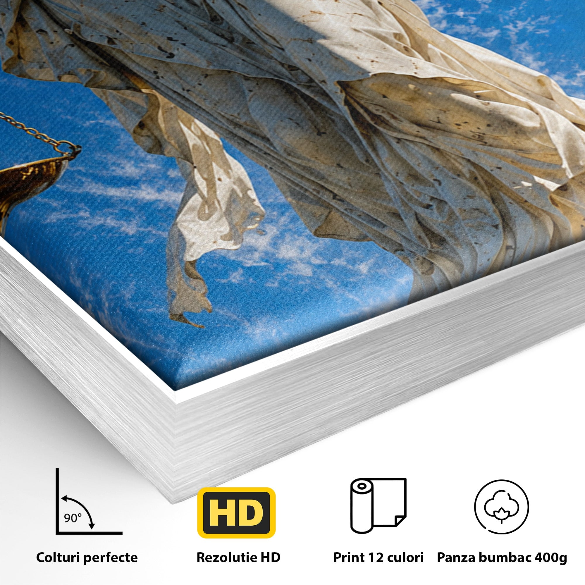 Tablou Canvas Premium LuxCanva® T1019, Justitia Divina, Justitie, Statuie, Cer, Arta Clasica, Balanta, Dormitor, Birou, Culori Vibrante