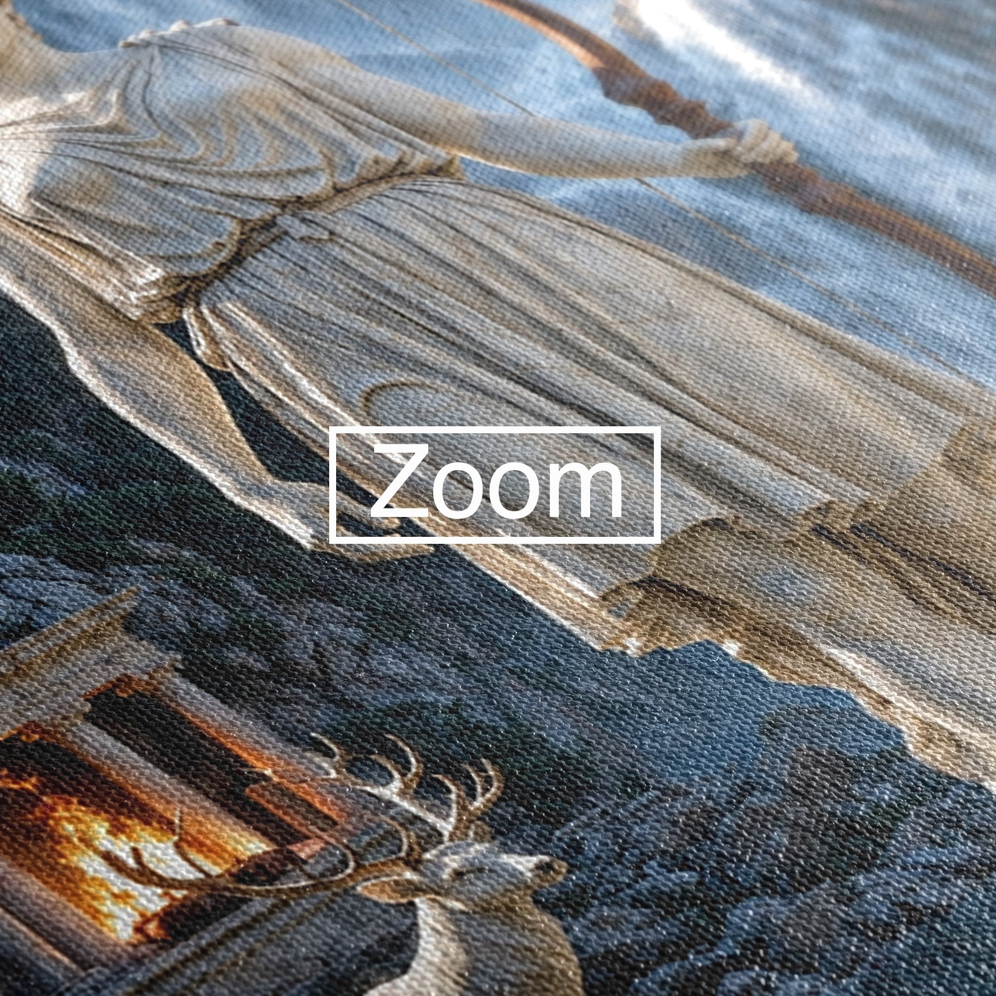 Tablou Canvas Premium LuxCanva® T1020, Zeita Arcaș, Peisaj Mitologic, Zeita, Mitologie, Statuie, Cascada, Living, Culori Vibrante