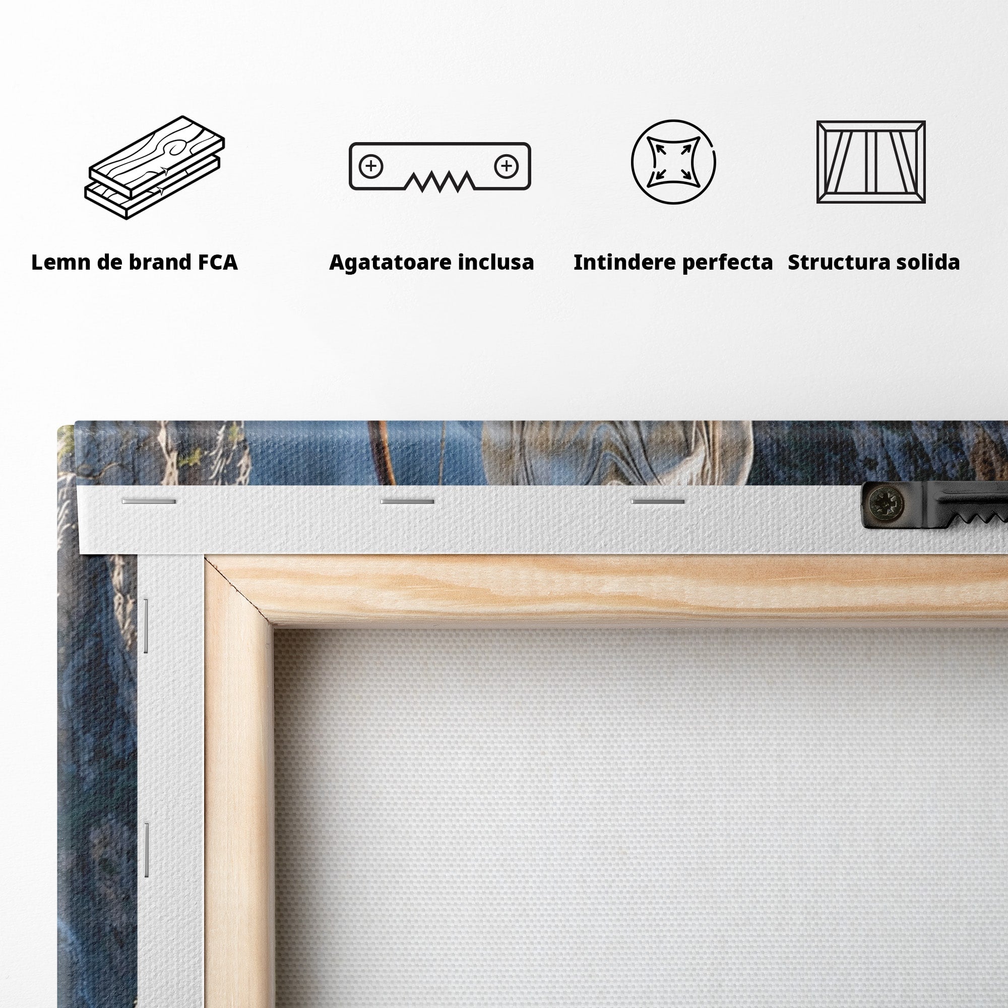 Tablou Canvas Premium LuxCanva® T1020, Zeita Arcaș, Peisaj Mitologic, Zeita, Mitologie, Statuie, Cascada, Living, Culori Vibrante