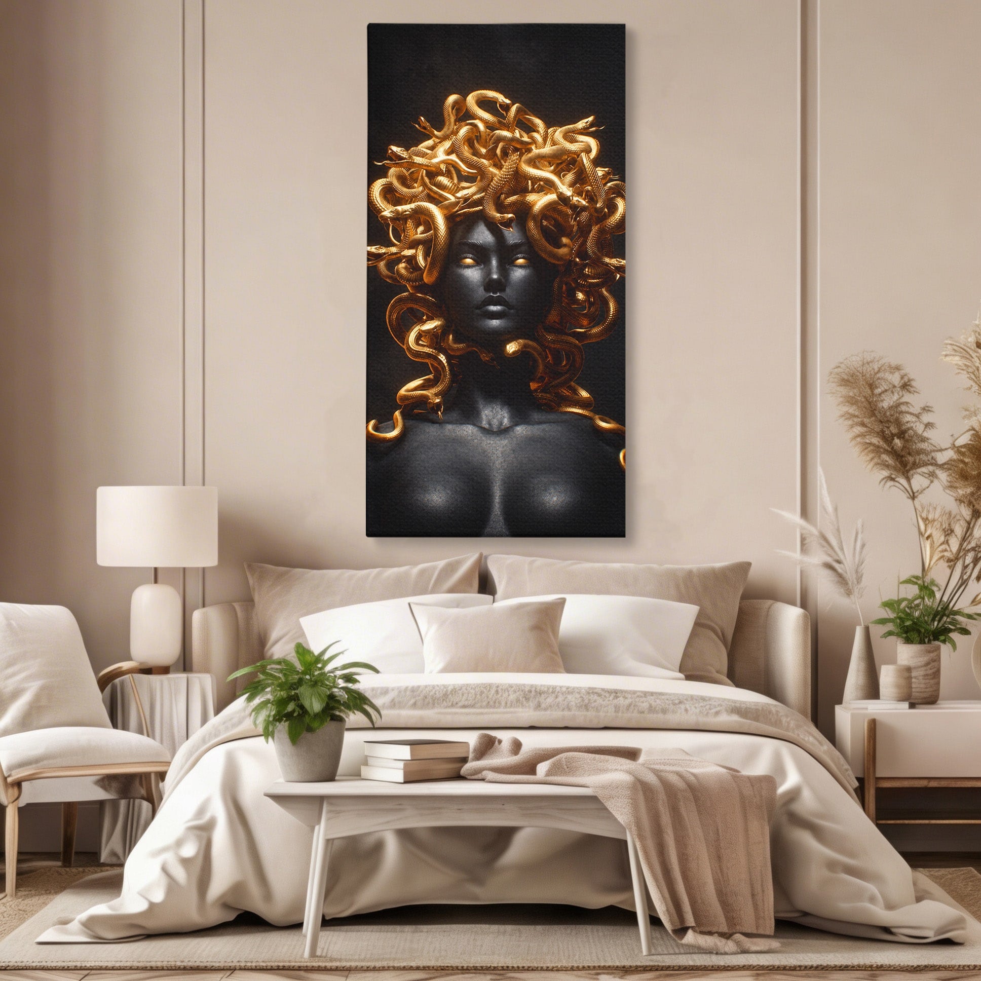 Tablou Canvas Premium LuxCanva® T1022, Meduza Mitologica, Mitologie, Meduza, Portret, Dormitor, Living, Culori Vibrante