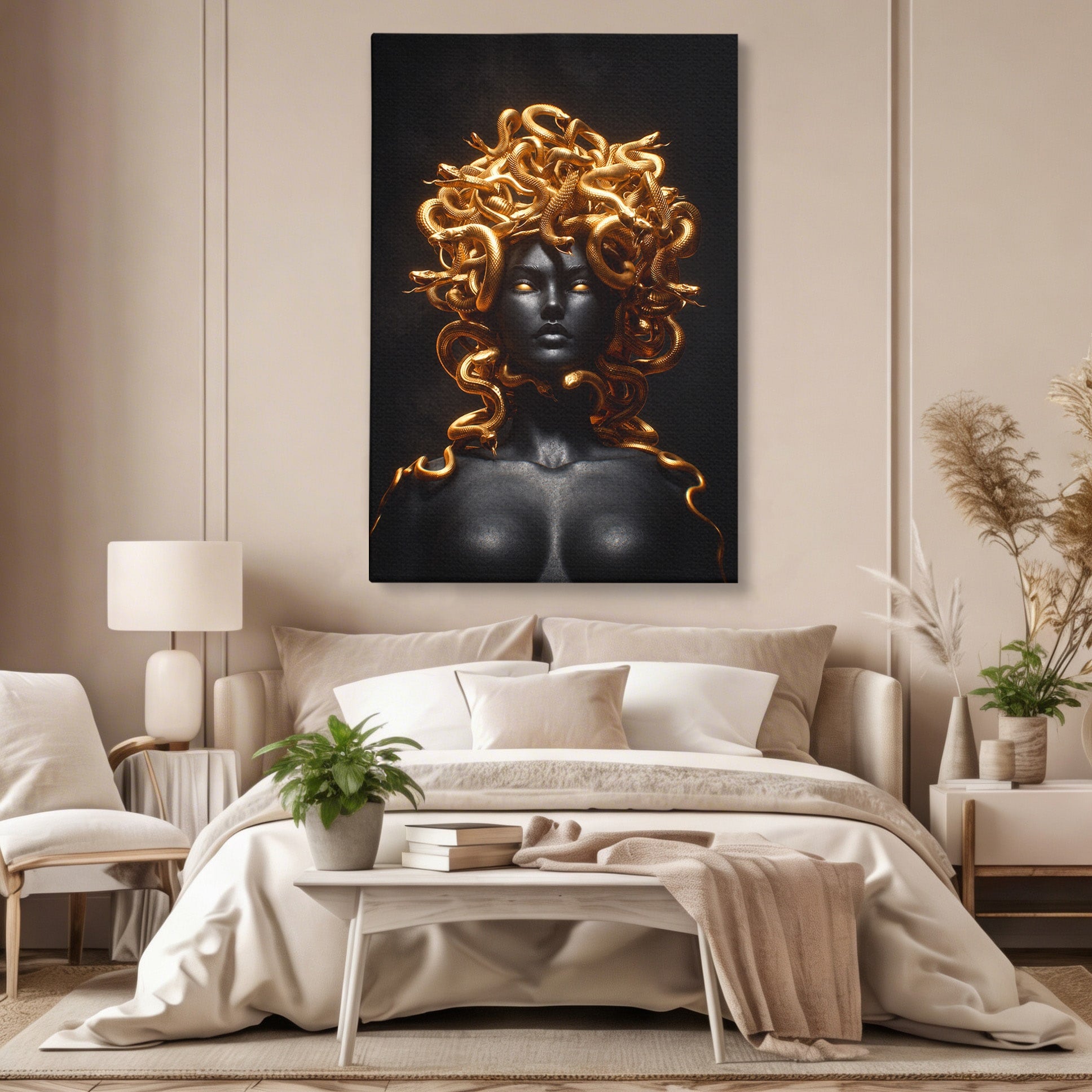 Tablou Canvas Premium LuxCanva® T1022, Meduza Mitologica, Mitologie, Meduza, Portret, Dormitor, Living, Culori Vibrante
