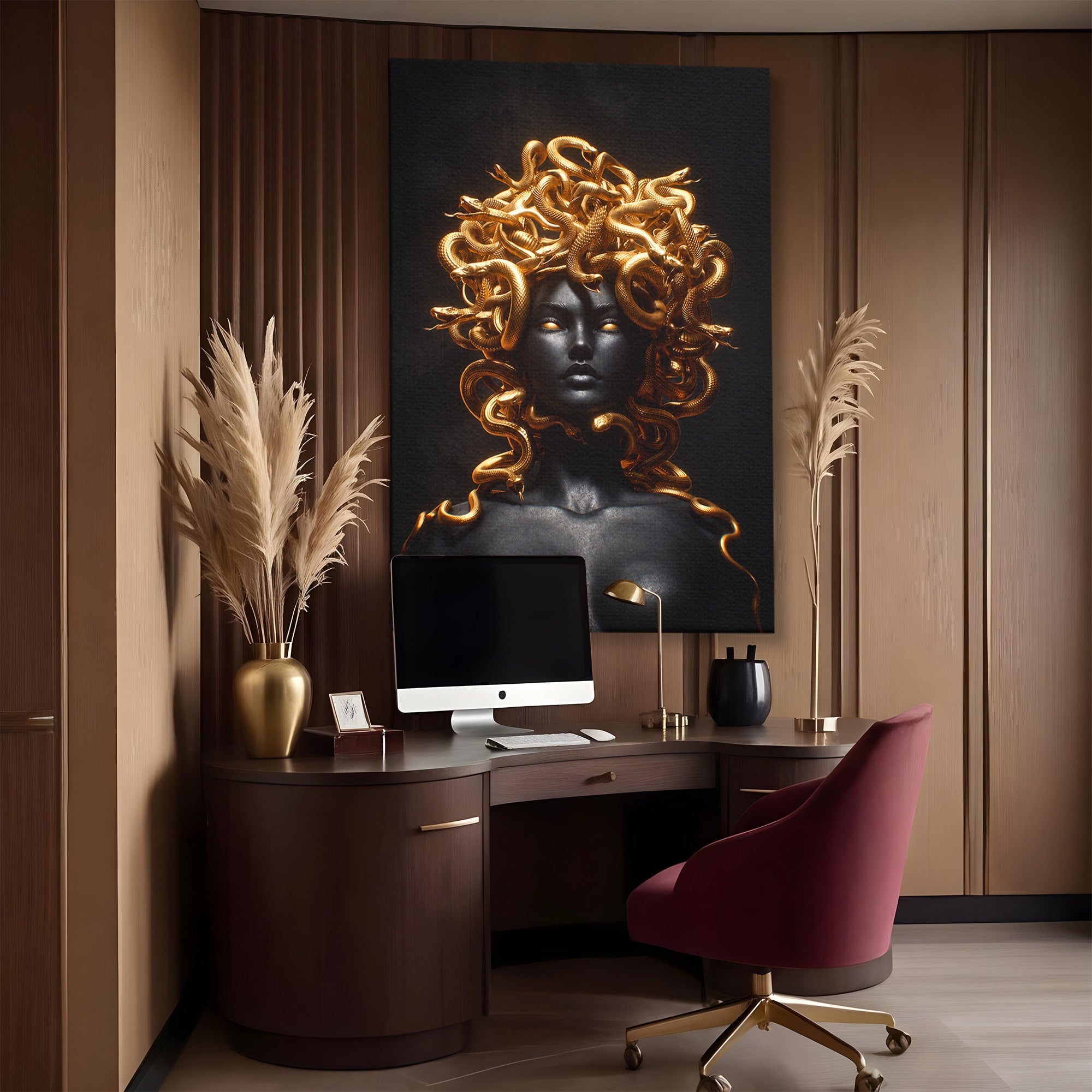 Tablou Canvas Premium LuxCanva® T1022, Meduza Mitologica, Mitologie, Meduza, Portret, Dormitor, Living, Culori Vibrante