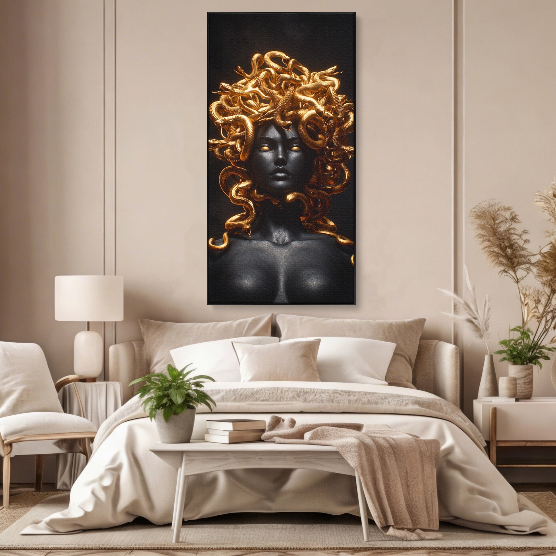 Tablou Canvas Premium LuxCanva® T1022, Meduza Mitologica, Mitologie, Meduza, Portret, Dormitor, Living, Culori Vibrante