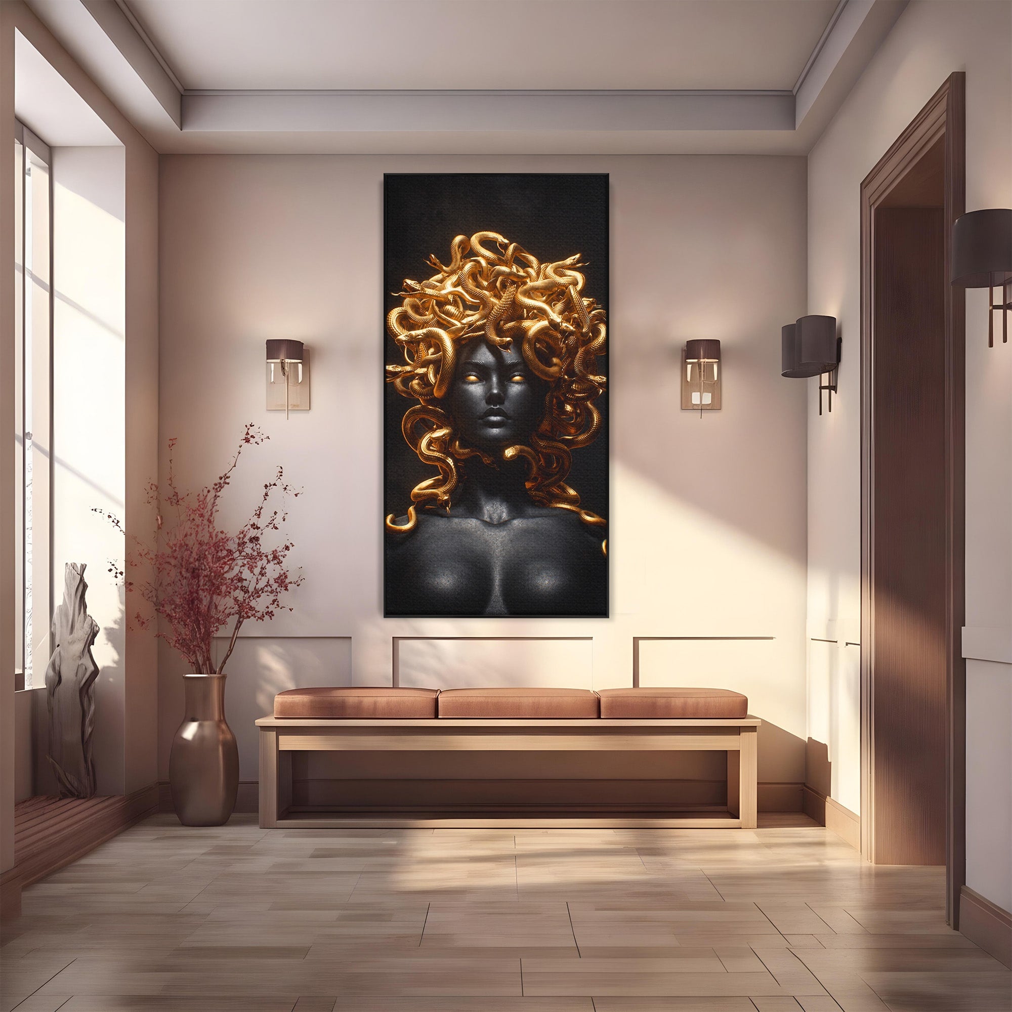 Tablou Canvas Premium LuxCanva® T1022, Meduza Mitologica, Mitologie, Meduza, Portret, Dormitor, Living, Culori Vibrante